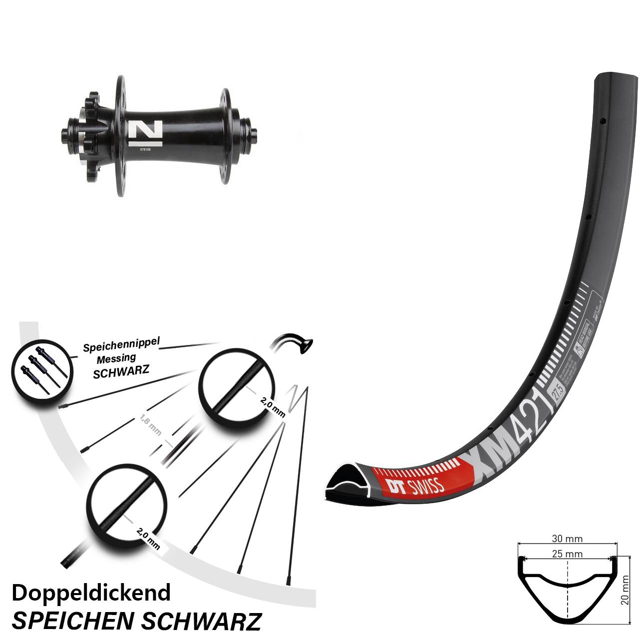 6-Loch Vorderrad 29 Zoll DT Swiss XM421 Novatec D791SB QR