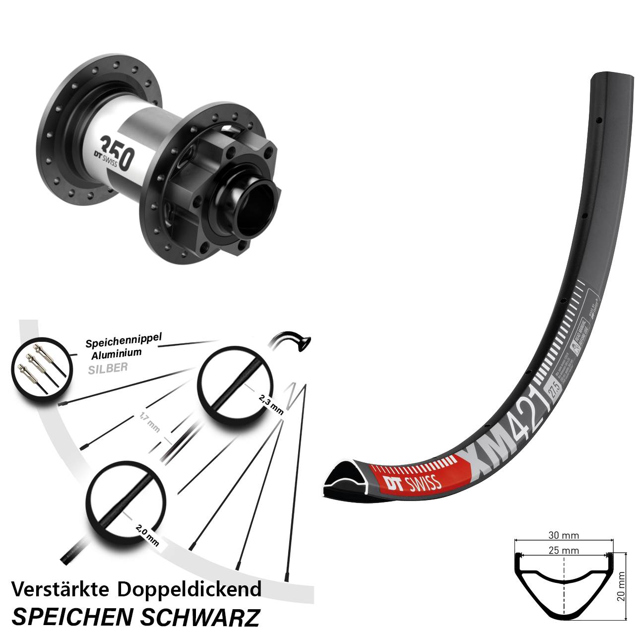 DT Swiss XM 421-350 29 Zoll Disc Laufrad 20x110 Boost