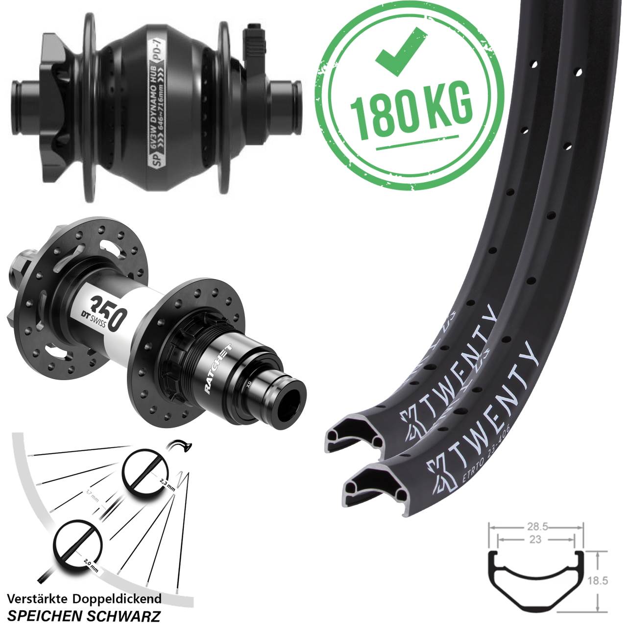 20 Zoll KX Twenty SP PD-7 DT Swiss 350 XD Disc Laufradsatz 12x100/142