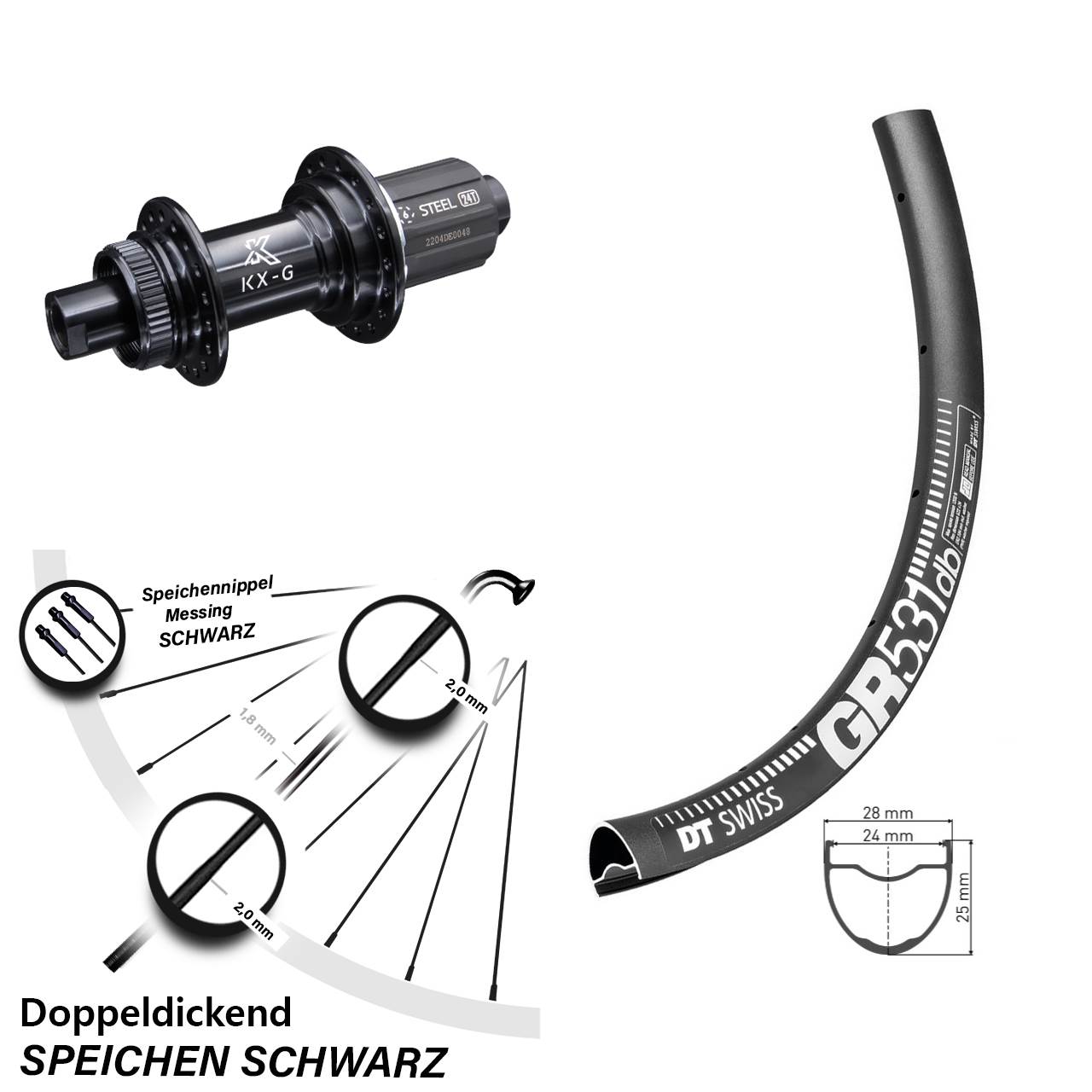 27,5 Zoll Hinterrad DT Swiss GR 531 KX-GS 8-12 fach 12x142