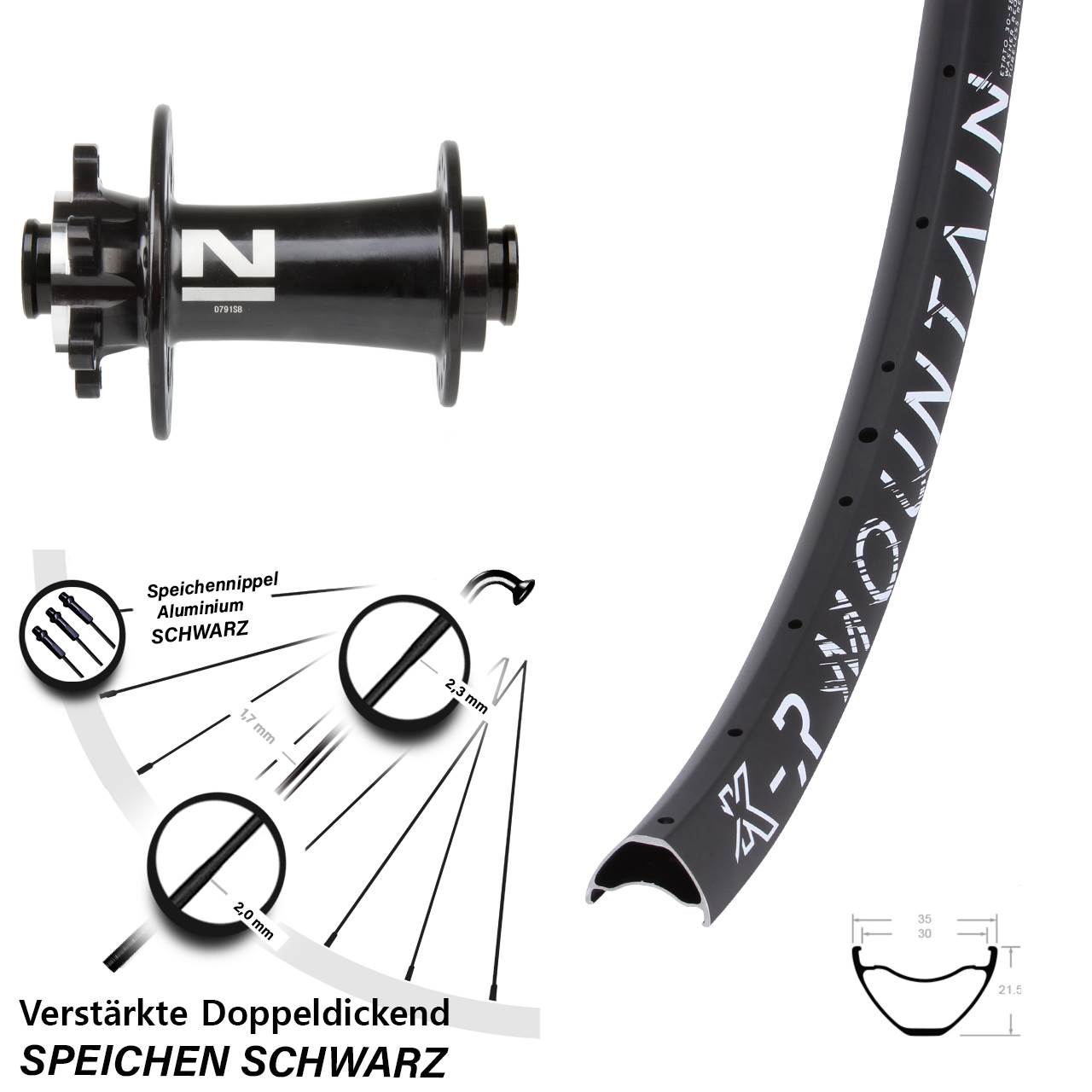 KX-R Mountain Novatec D791 27,5 Zoll 6-Loch Vorderrad 15x100