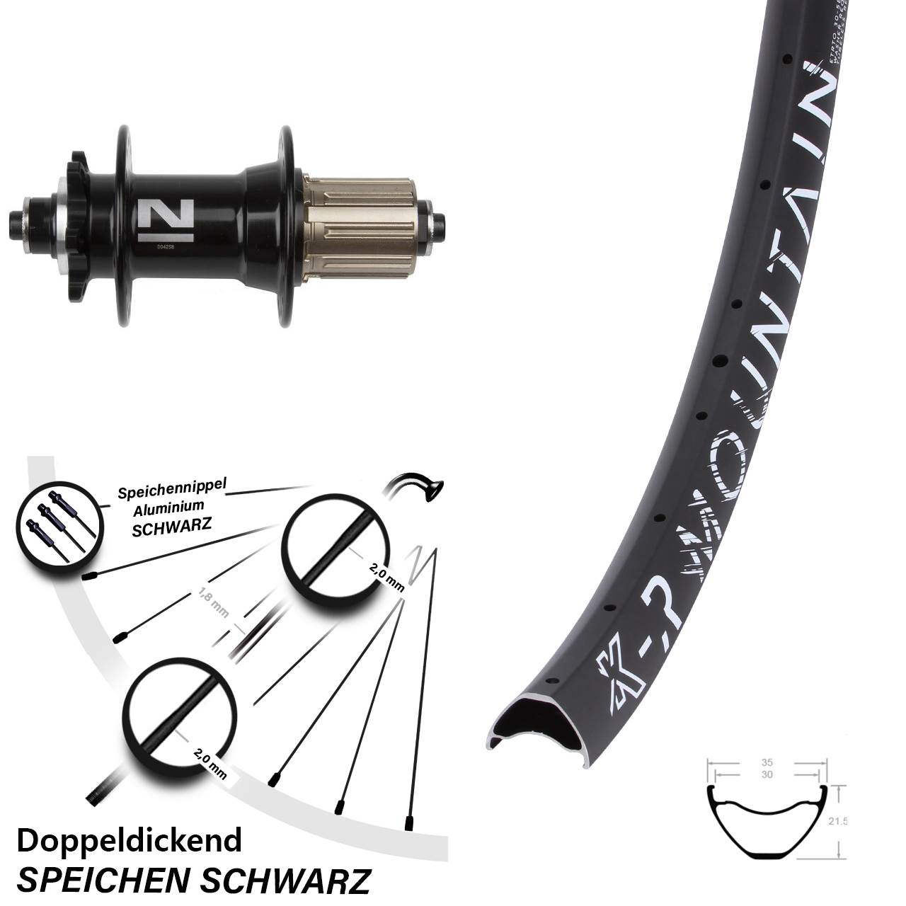Disc Laufrad QR 29 Zoll KX-R Mountain Novatec D-042SB 8-11 fach