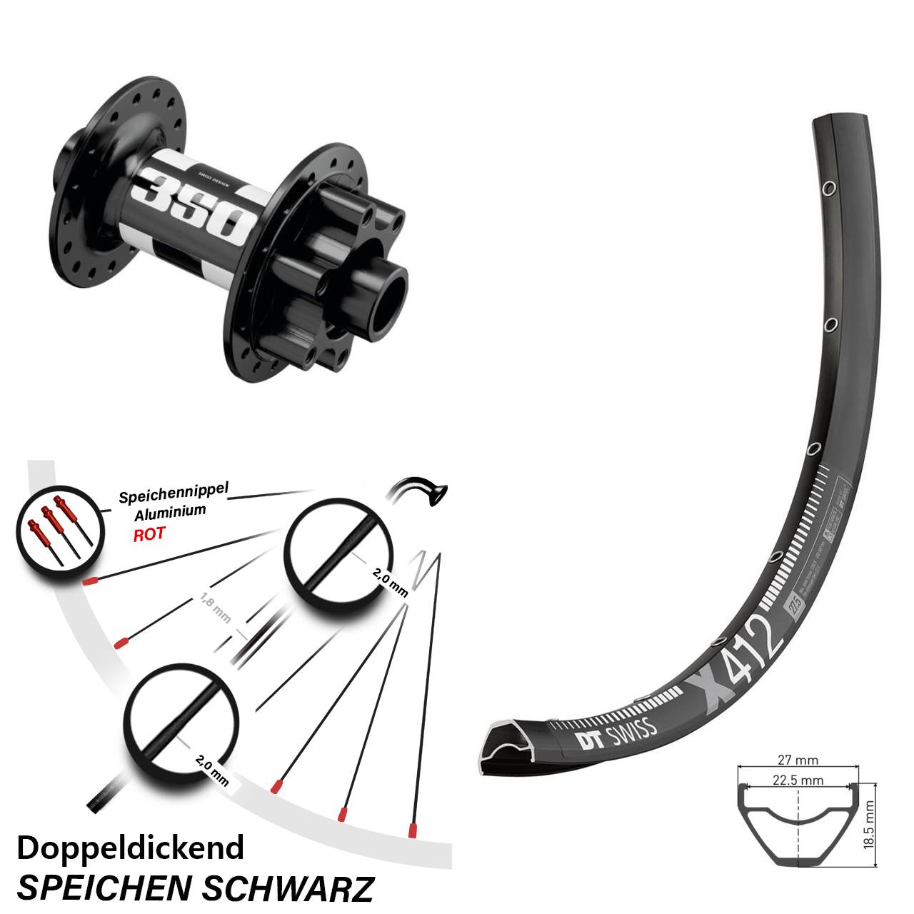 Vorderrad 29 Zoll DT Swiss X 412-350 Boost 6-Loch