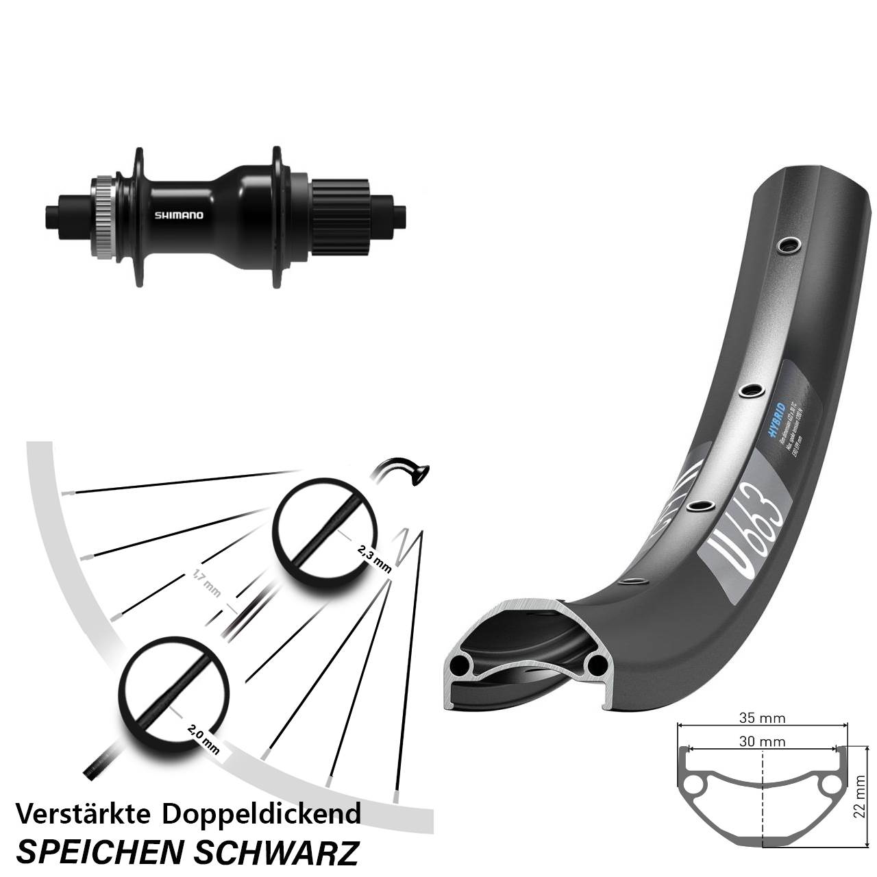 29 Zoll DT Swiss U663 Shimano FH-QC500 Hinterrad Centerlock QR Micro Spline