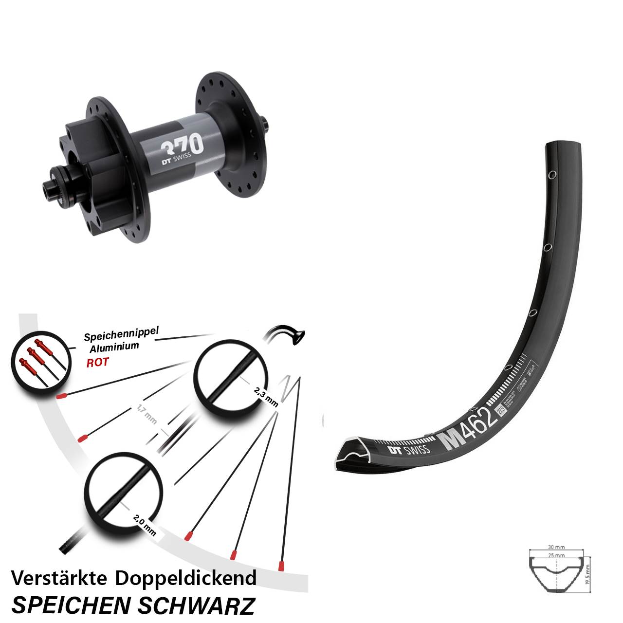 Disc Vorderrad 27,5 Zoll DT Swiss M462-370 für Schnellspanner