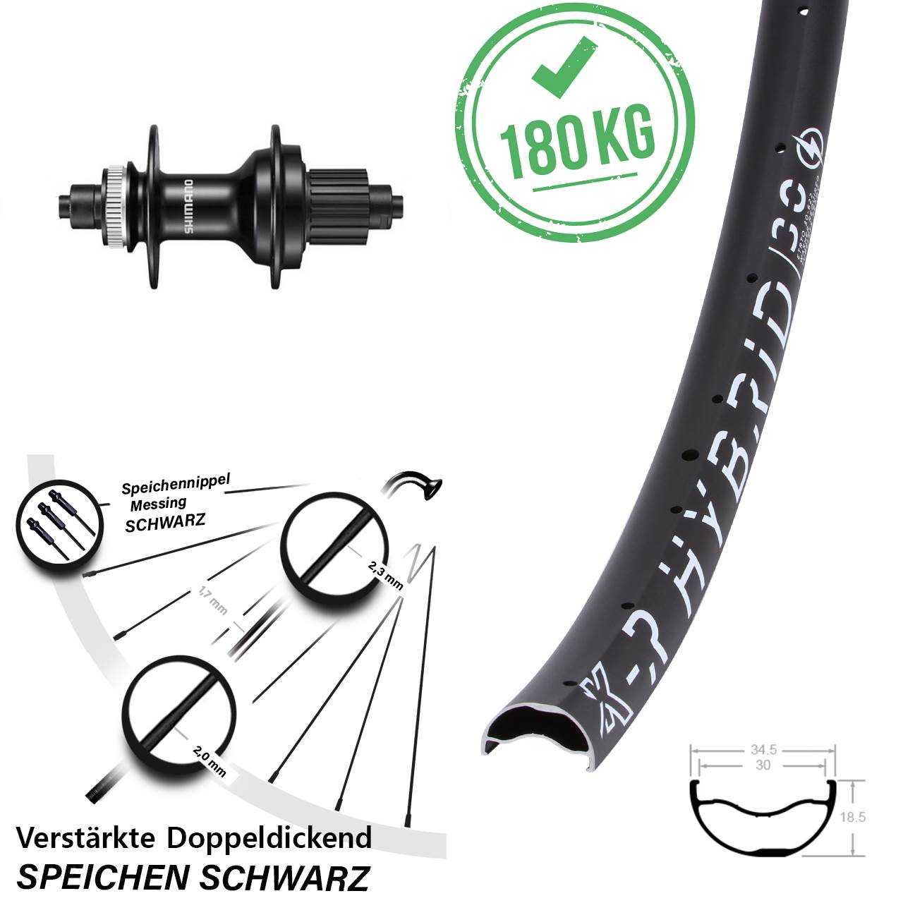 Centerlock Hinterrad QR 29 Zoll KX-R Hybrid 30 Shimano FH-MT500 Micro Spline