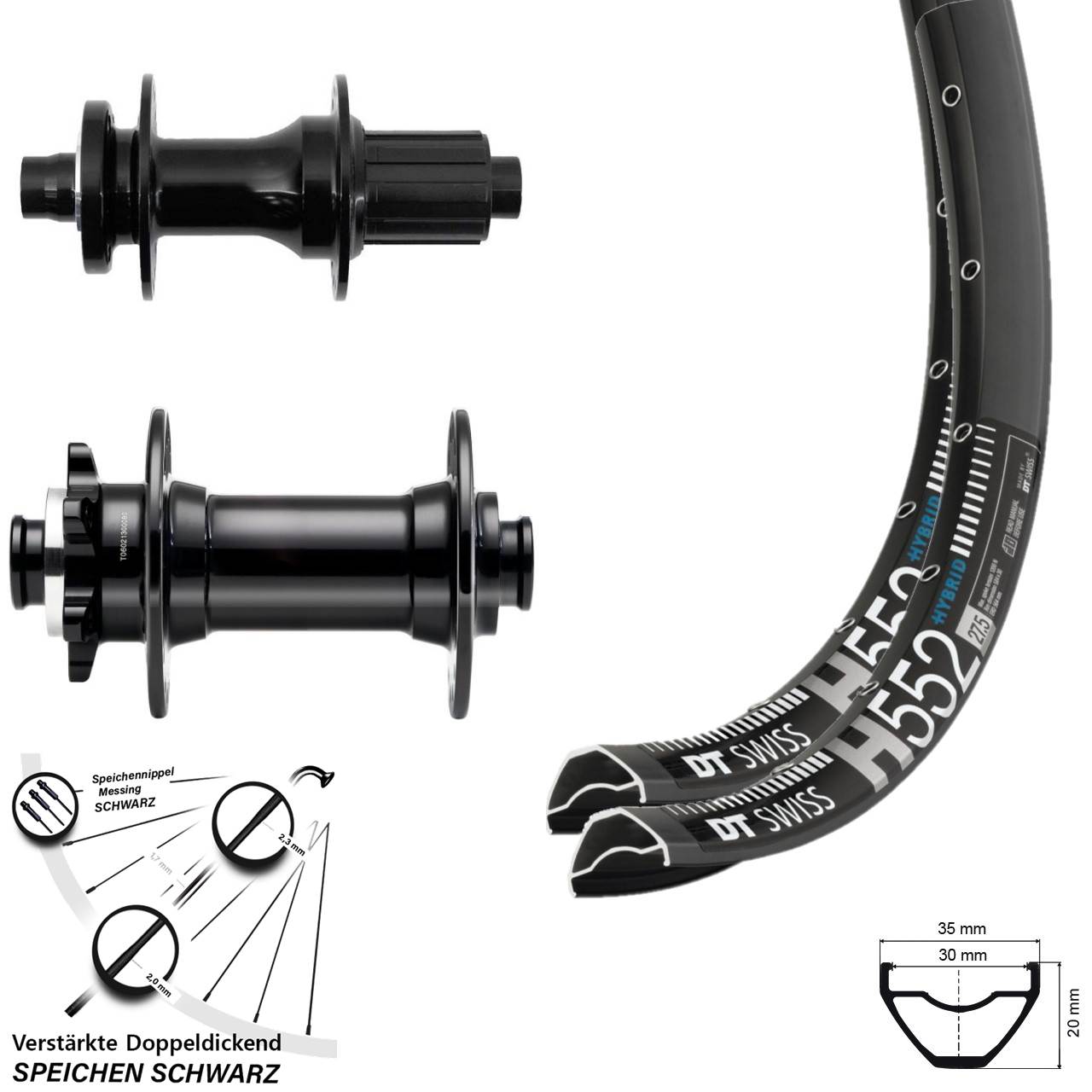 DT Swiss H552 Fastace Novatec D341 27,5 Zoll Laufradsatz 6-Loch 15x110 12x148 8-12 fach HG