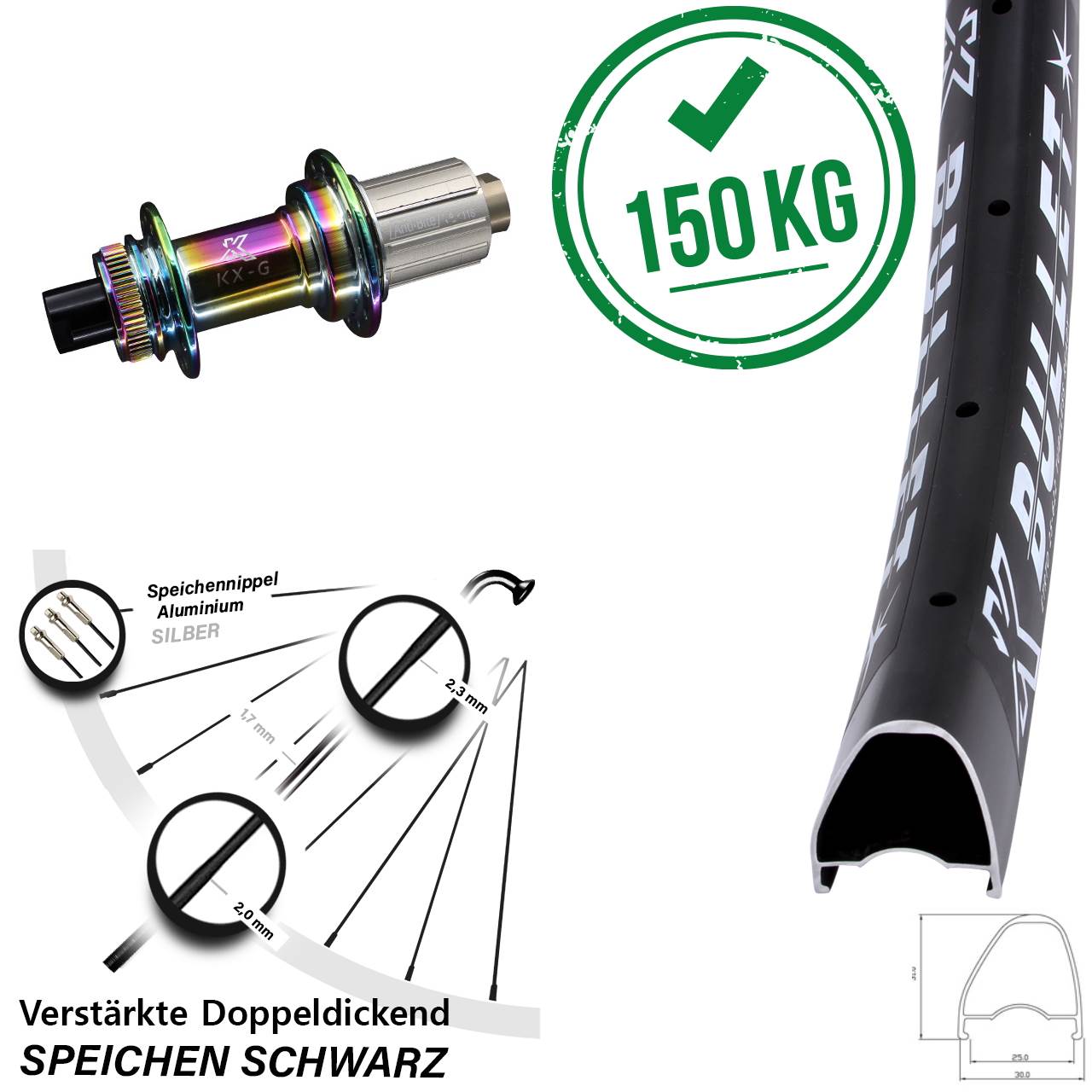 29 Zoll KX-G Bullet OS Oilslick Disc Hinterrad 12x142 8-12 fach HG