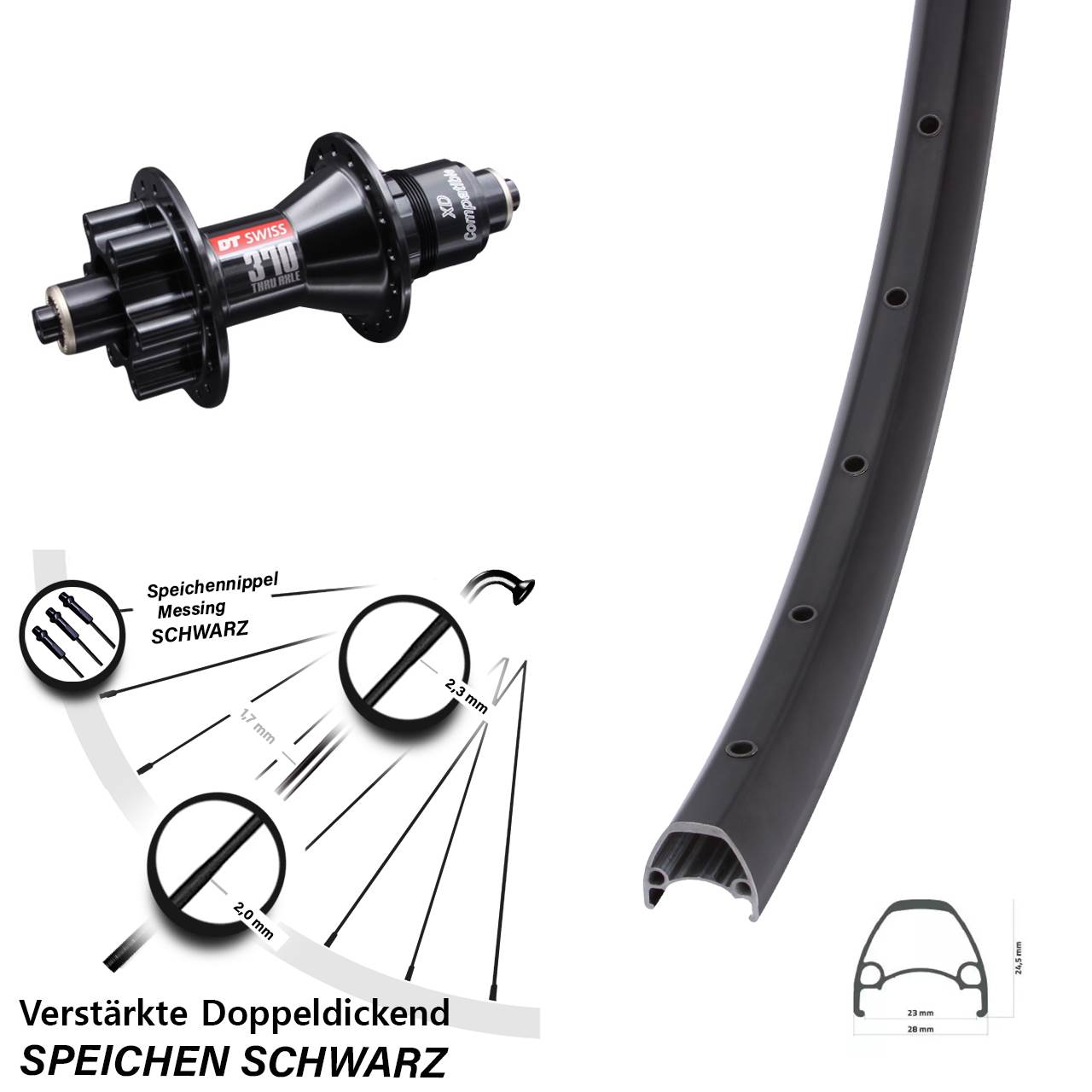 Disc Laufrad QR 28 Zoll Ambrosio Sport DT Swiss 370 XD 11-12 fach
