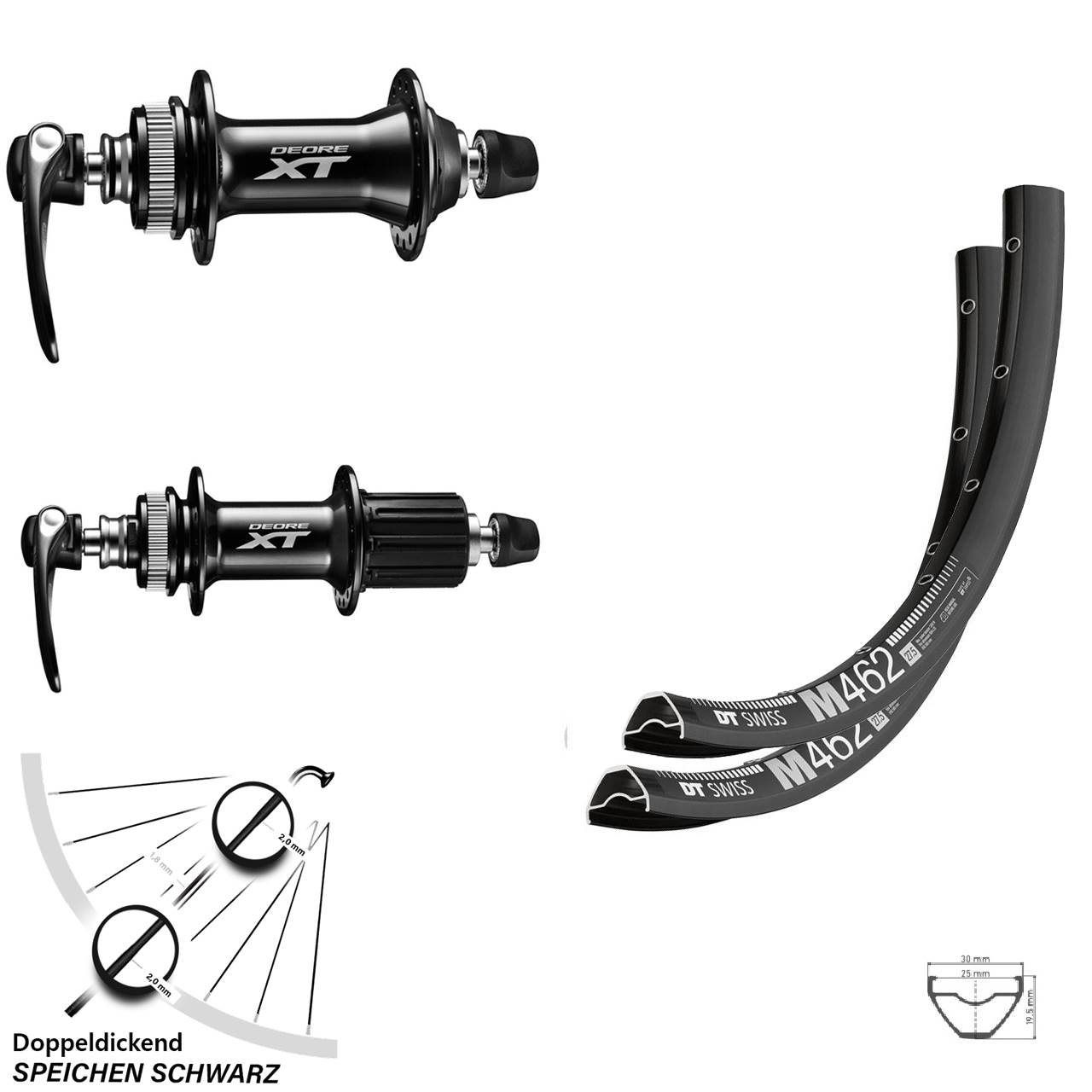 Disc Laufradsatz QR 650B DT Swiss M462 Shimano HB-M8000 FH-M8000 8-11 fach