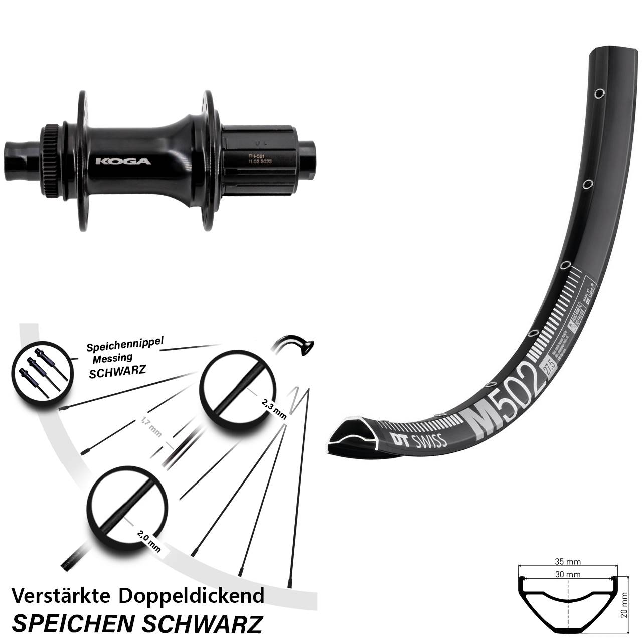 DT Swiss M 502 Formula ECT-148S 27,5 Zoll Centerlock Hinterrad 12x148 8-11 fach HG