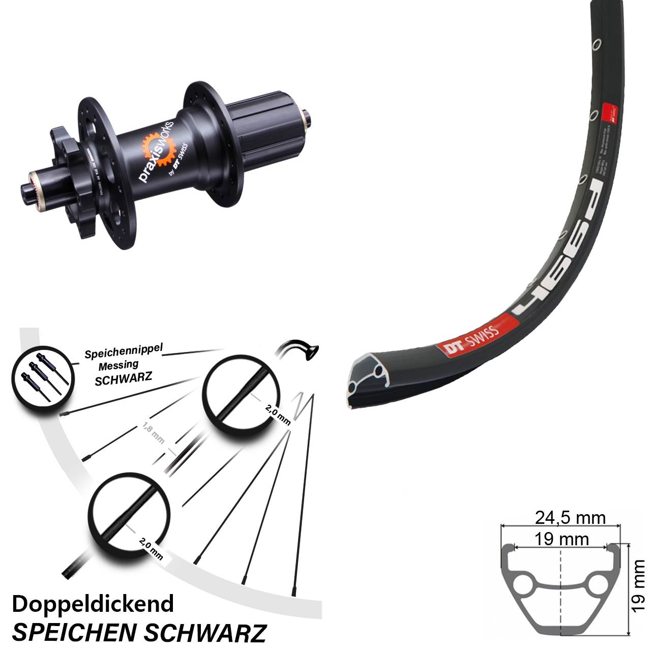 Disc Laufrad für Schnellspanner 28 Zoll DT Swiss 466d-350 8-11 fach HG