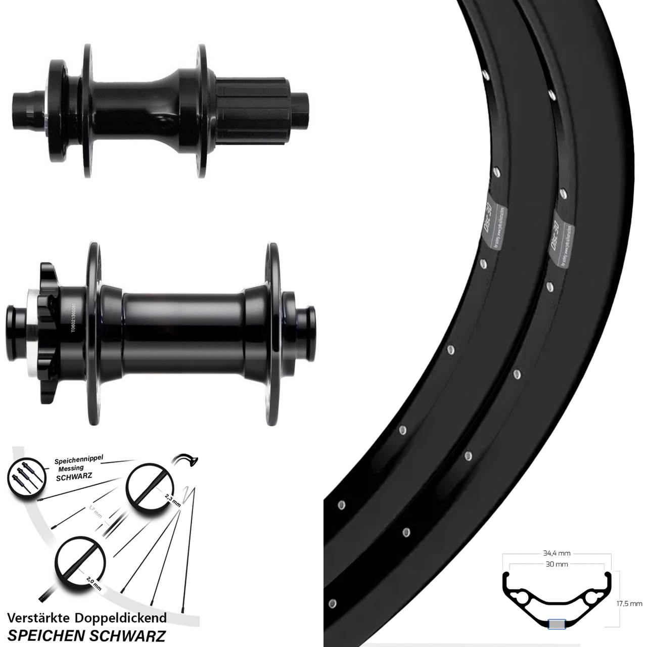 6-Loch Laufradsatz Boost 27,5 Zoll Ryde Disc 30 Fastace DA210 Novatec D341-B15 8-12 fach