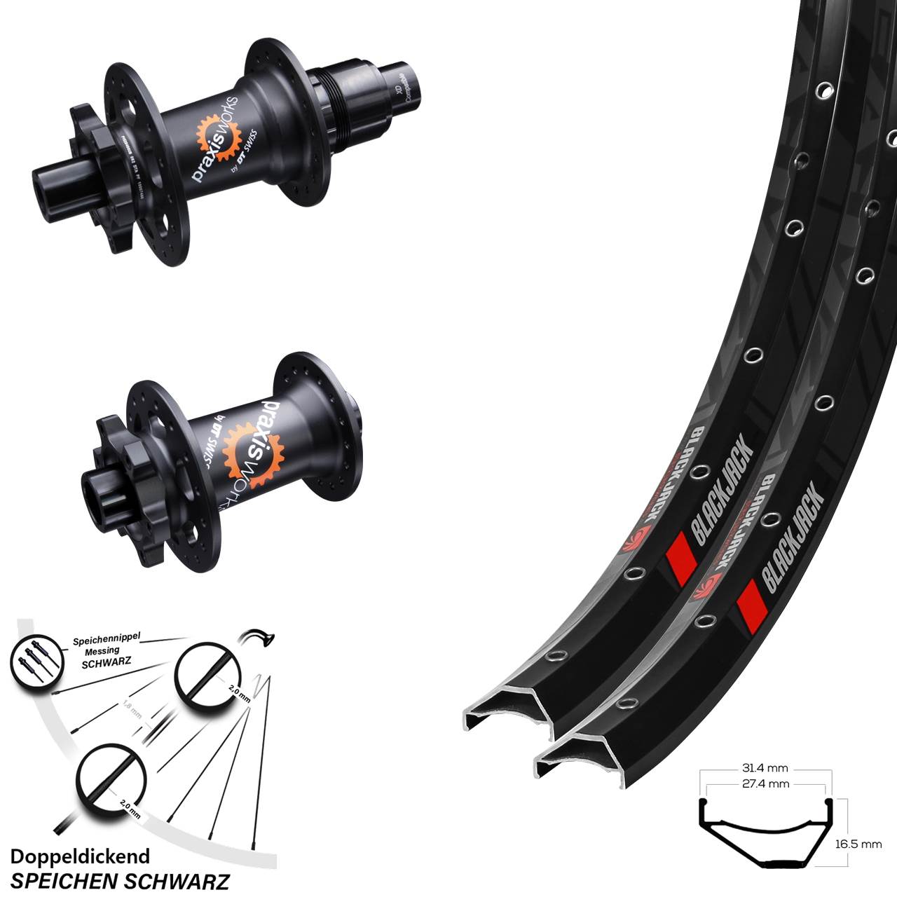Disc Laufrad-Satz 15x100 12x142 29 Zoll Rodi Ready 27 DT Swiss 350 SL SRAM XD