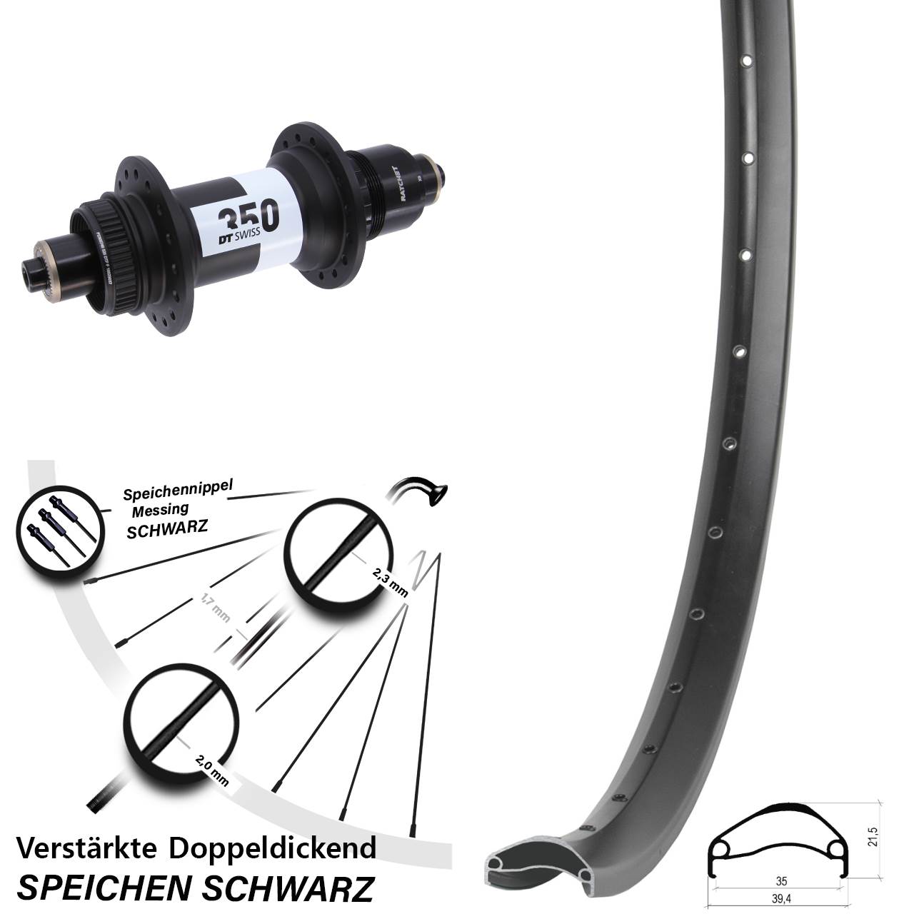 Boost Hinterrad Centerlock QR 27,5 Zoll Ambrosio E35 DT Swiss 350 XD 11-12 fach
