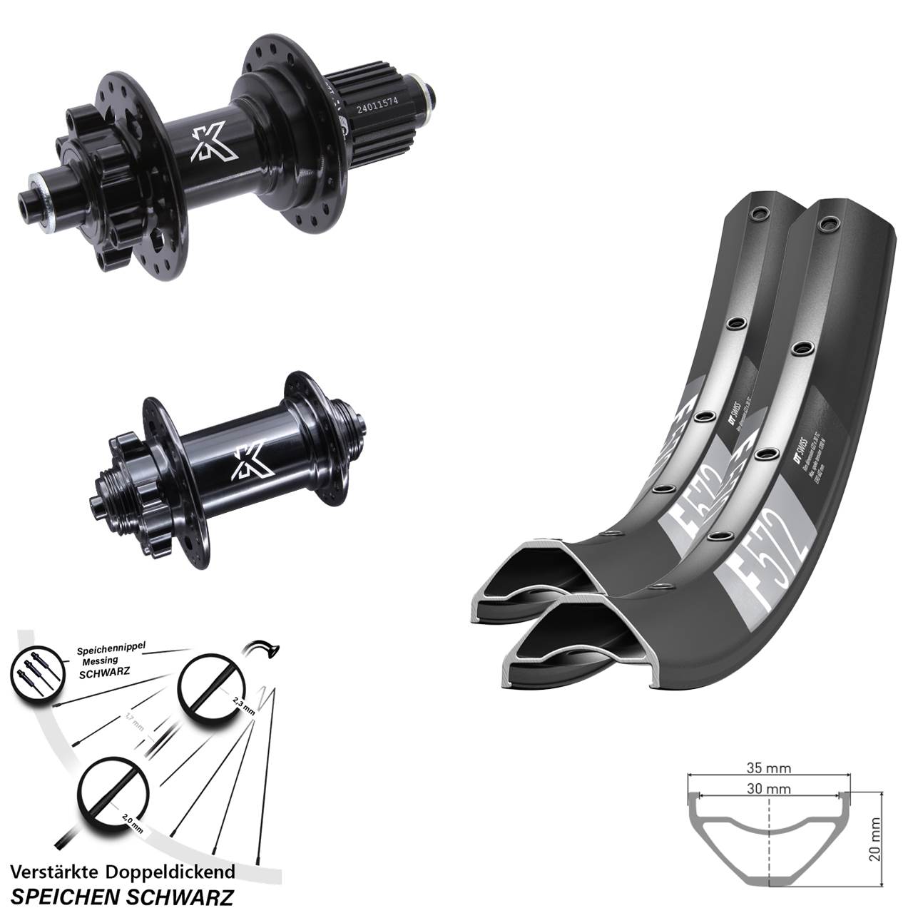 DT Swiss F 572 KX-M 27,5 Zoll Laufradsatz 6-Loch QR Micro Spline