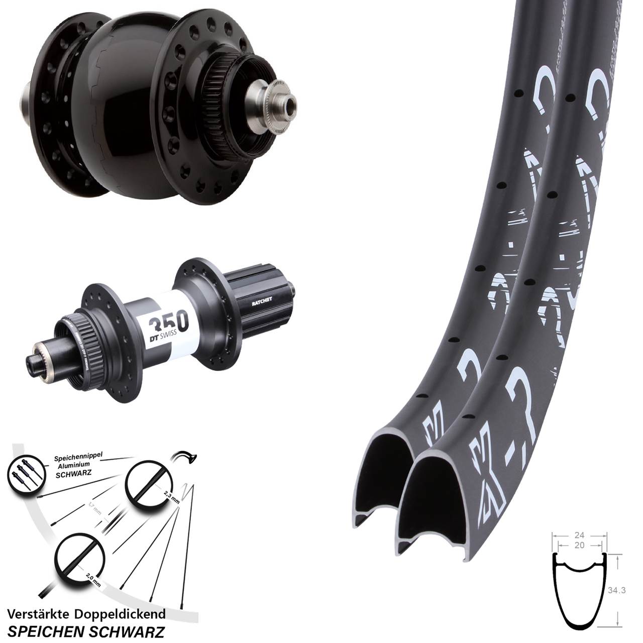Disc Laufradsatz SON 28-29 Zoll KX-R Road DT Swiss 350 11-12 fach HG QR