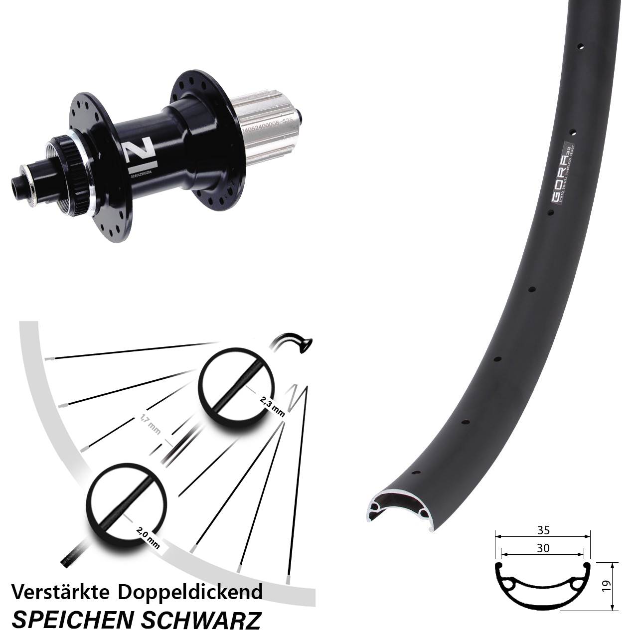 26 Zoll Gora 30 Novatec D042 Disc Laufrad für Schnellspanner 8-12 fach