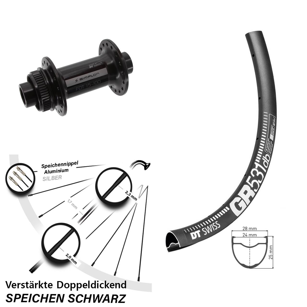 Disc Laufrad 27,5 Zoll DT Swiss GR 531-370 15x100