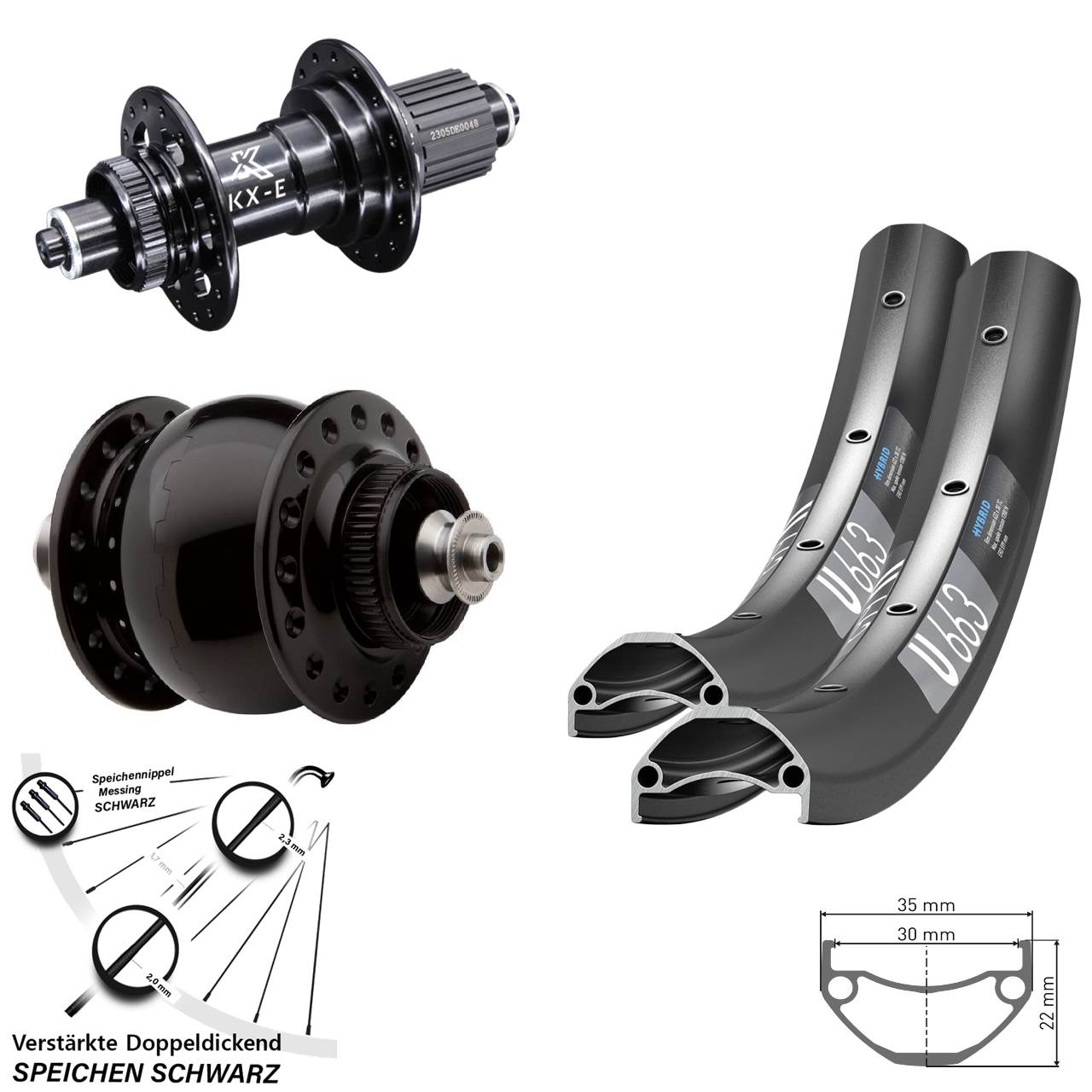 DT Swiss U 663 KX-E Heavy Duty SON 28 26 Zoll Disc Laufrad-Satz QR Shimano Micro Spline