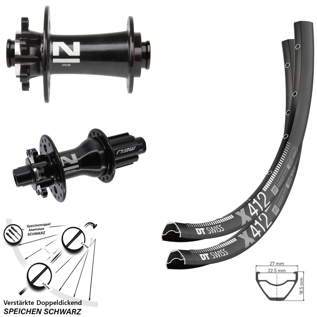 Laufradsatz 6-Loch 29 Zoll DT Swiss X412 Novatec D791 D792 Campagnolo N3W 12x100/142