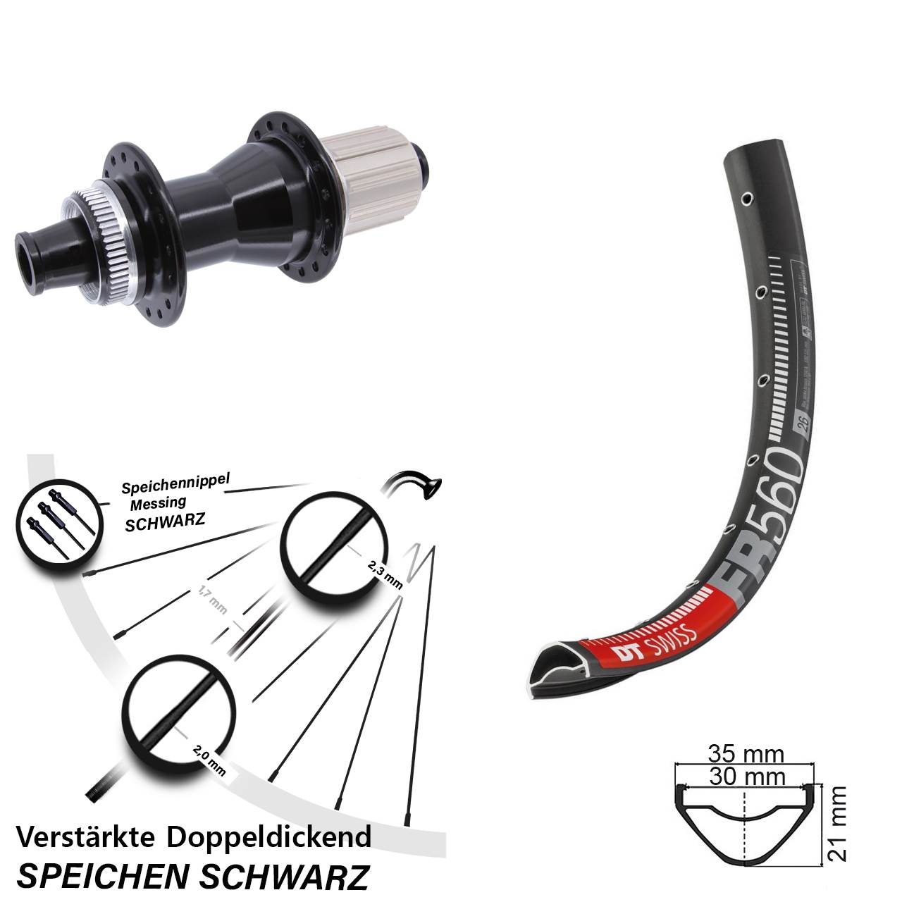 Centerlock Hinterrad 12x142 26 Zoll DT Swiss FR560 Novatec CL142 8-12 fach HG