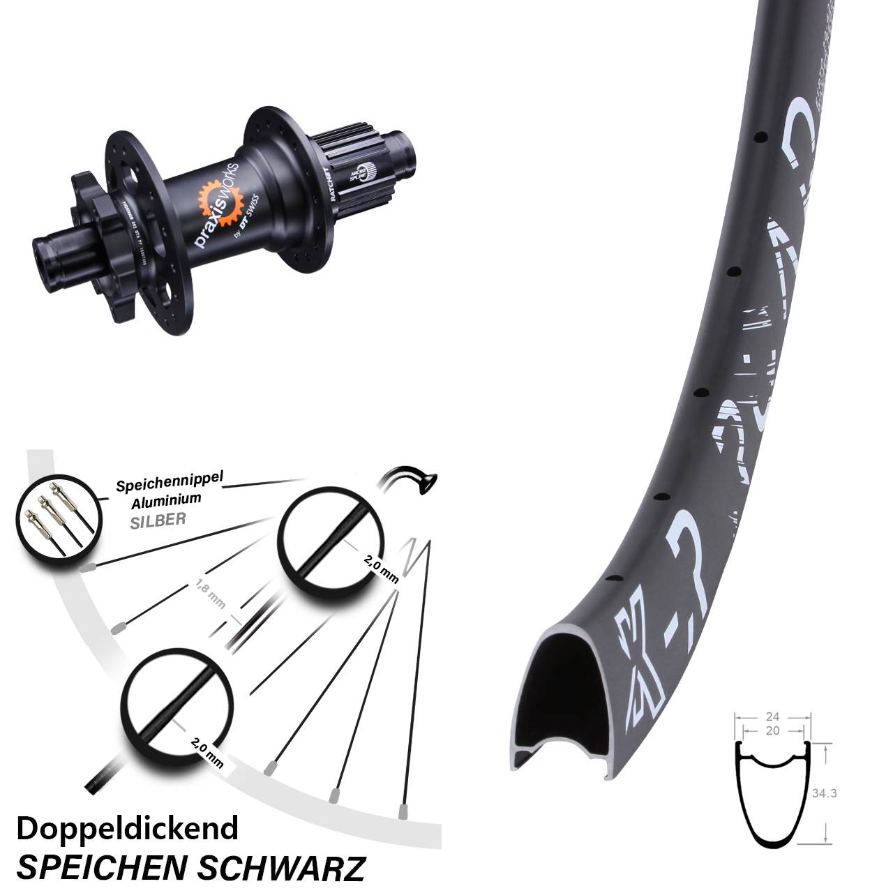 KX-R Road DT Swiss 350 28 Zoll 6-Loch Hinterrad 12x142 Micro Spline