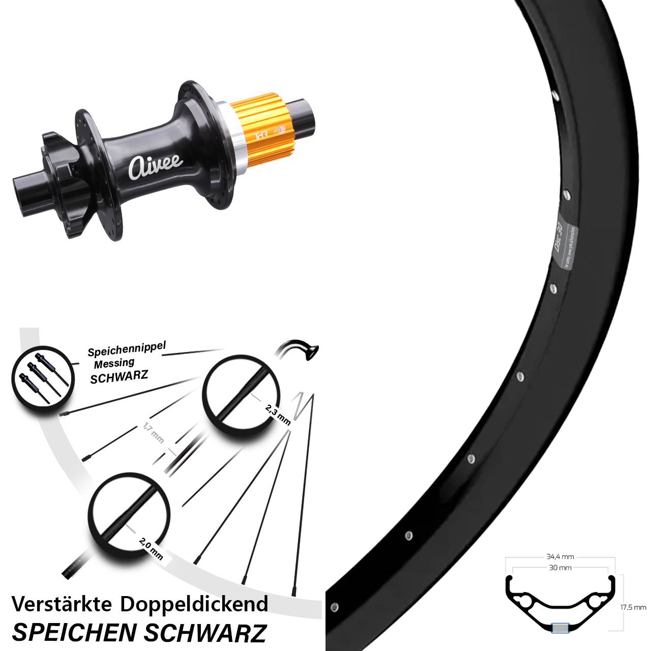 Hinterrad 29 Zoll Ryde Disc 30 Aivee Classic Micro Spline 12x148