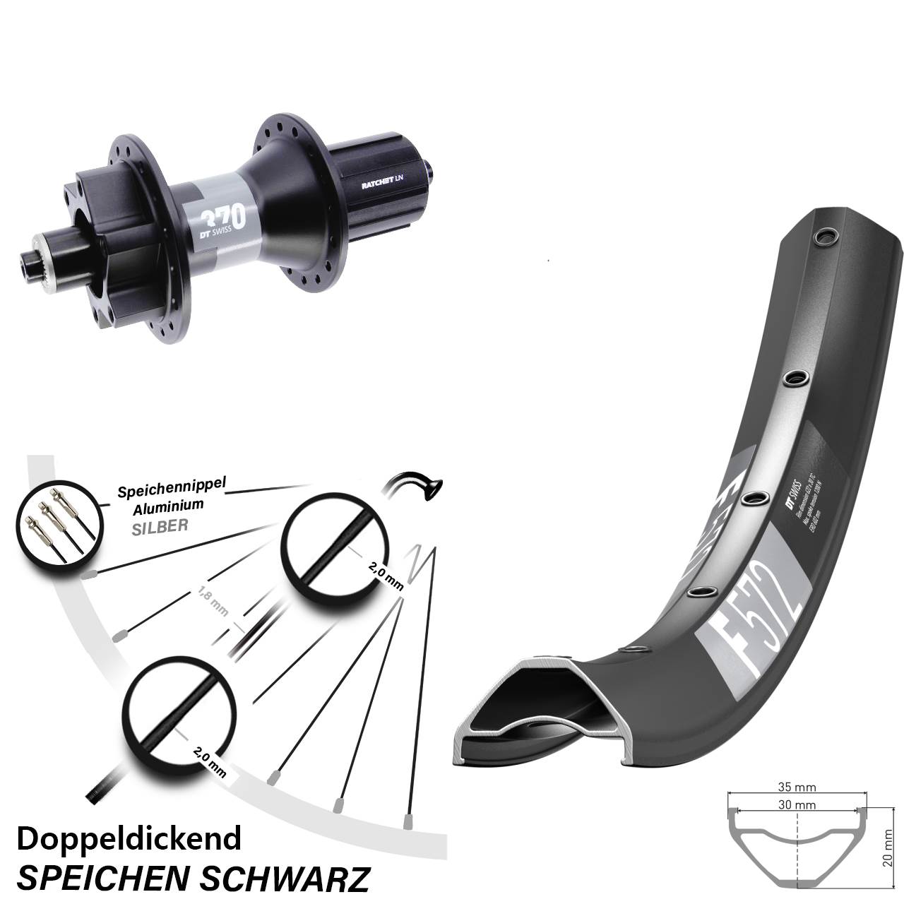 DT Swiss F572 370 29 Zoll Disc Hinterrad QR Boost 8-11 fach HG