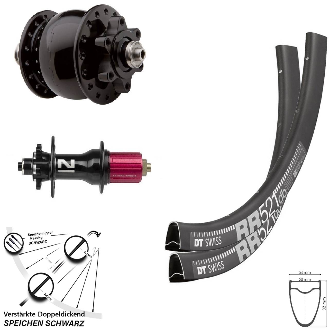 DT Swiss RR521 Novatec Superlight SON 28 Zoll Laufradsatz 6-Loch QR 8-12 fach