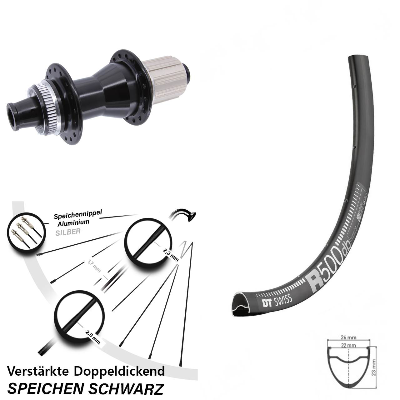 29 Zoll DT Swiss R500 Novatec CL142 Hinterrad Centerlock 12x142 8-12 fach HG