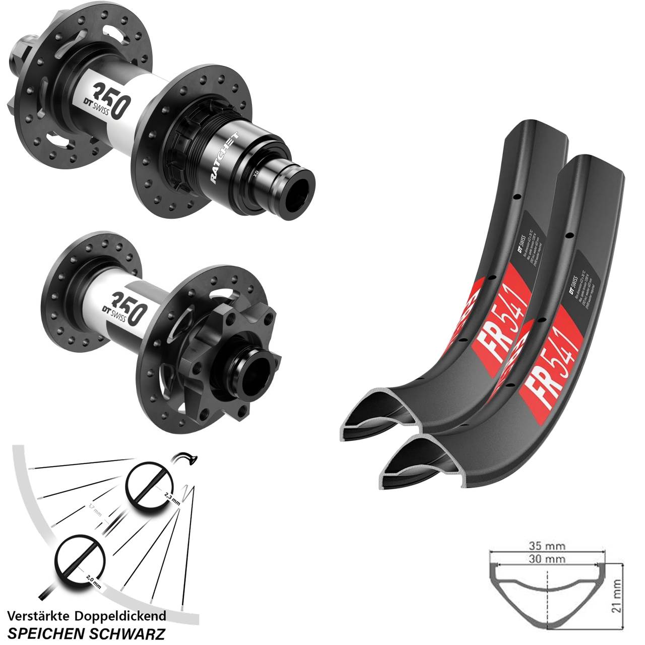 Laufradsatz 6-Loch 27,5 Zoll DT Swiss FR 541-350 XD 15x110 12x148 Boost