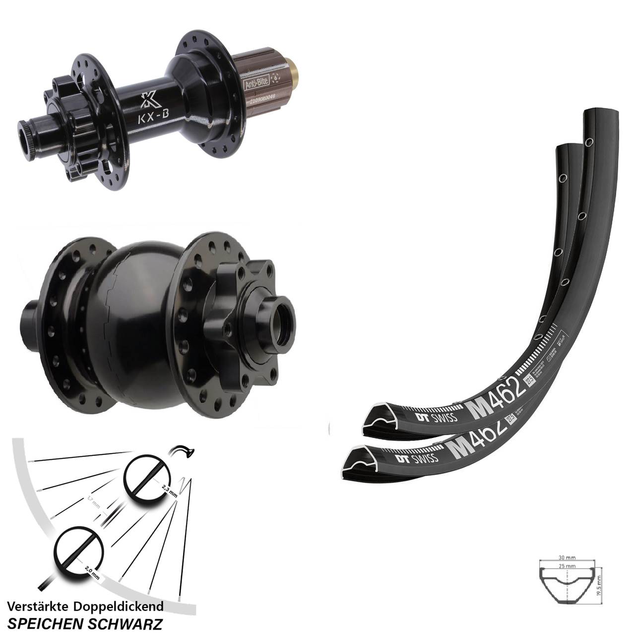 DT Swiss M462 KX-B SON 28 29 Zoll 6-Loch Laufradsatz 15x110 12x148 Boost 8-11 fach