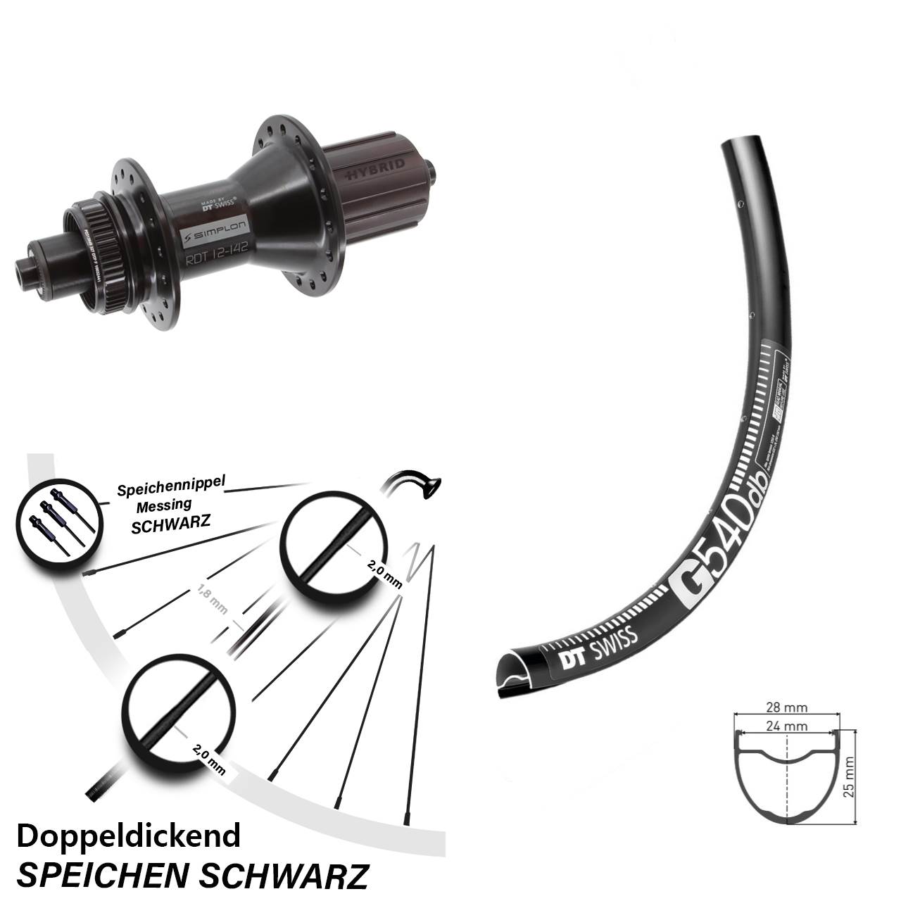 Disc Laufrad 650B DT Swiss G540-370 Hybrid 8-11 fach HG QR