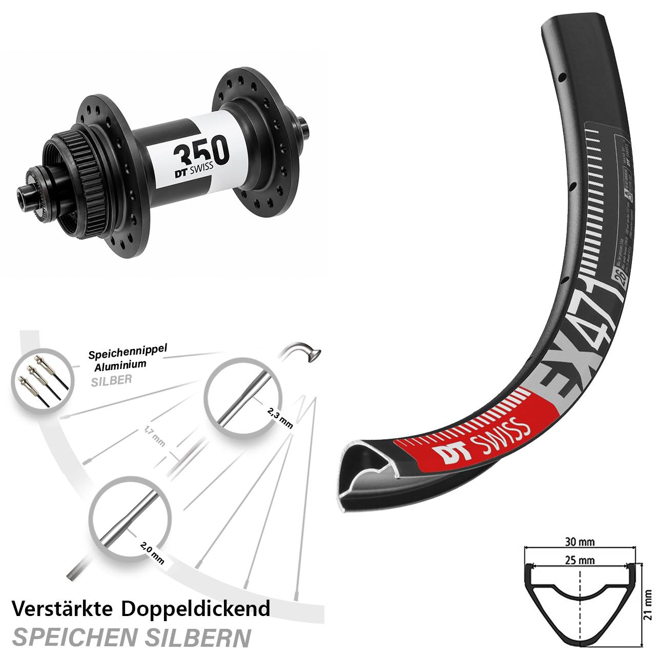 DT Swiss EX 471-350 29 Zoll Vorderrad Centerlock QR