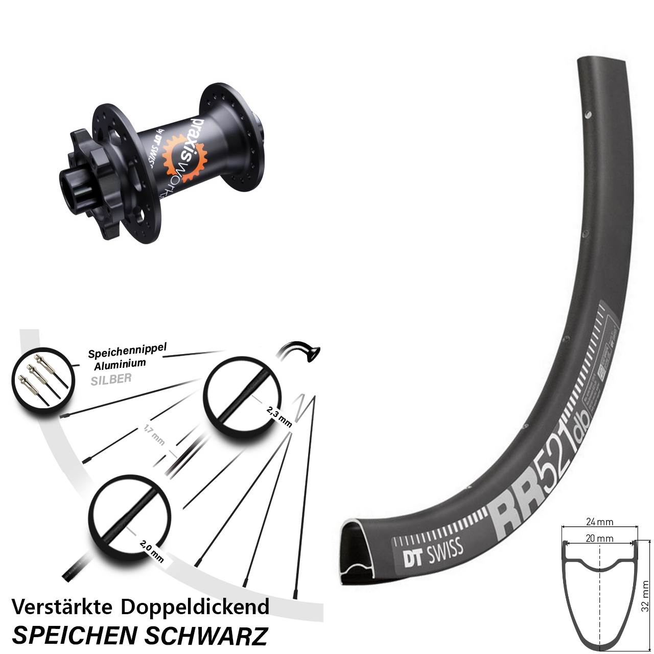 DT Swiss RR521-350 SL 28 Zoll Disc Laufrad 15x100