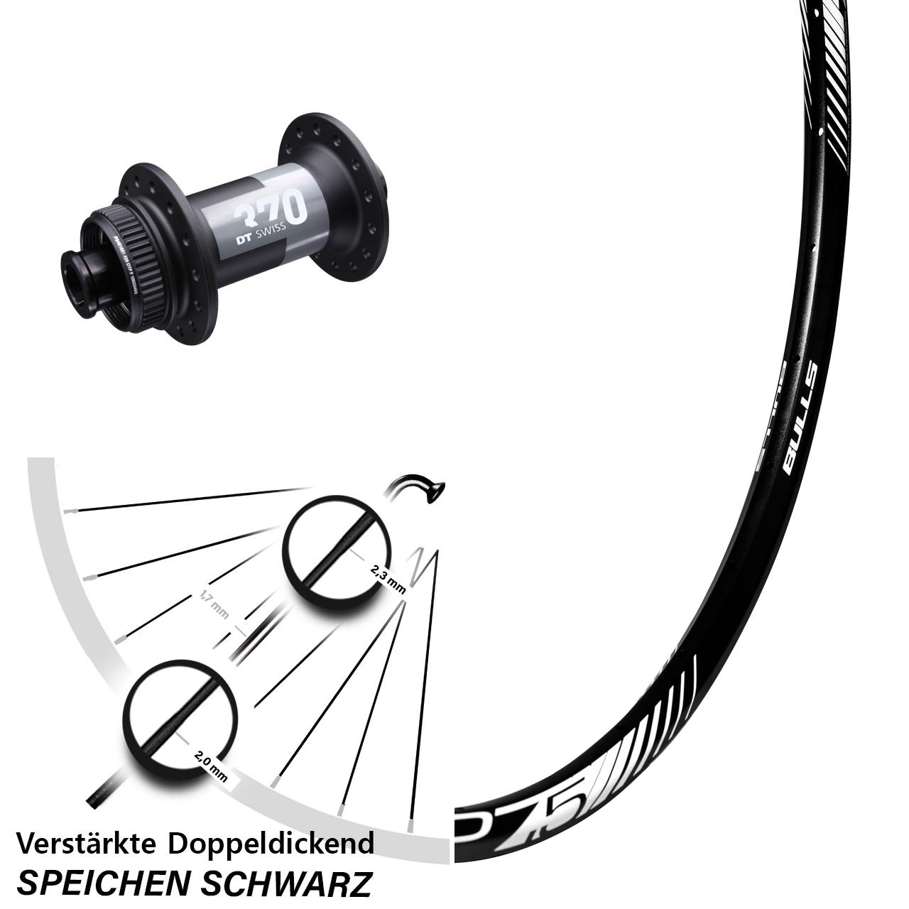 650B BULLS Sabre DT Swiss 370 Vorderrad Centerlock 15x100