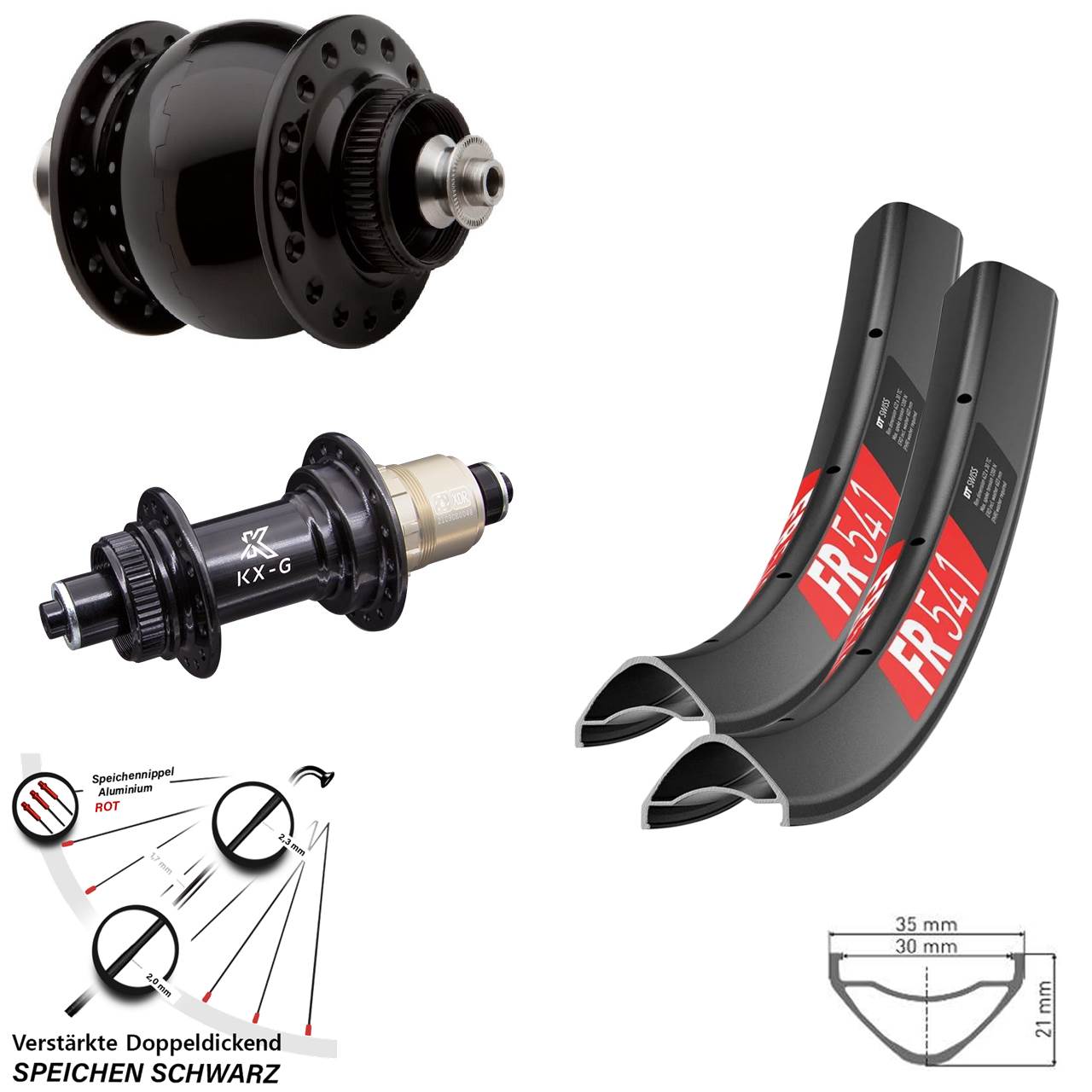 Disc Laufradsatz für Schnellspanner 29 Zoll DT Swiss FR 541 KX-G SON 28 SRAM XDR
