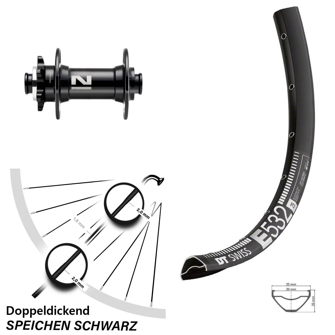 DT Swiss E532 Novatec D041 29 Zoll 6-Loch Vorderrad 15x110 Boost
