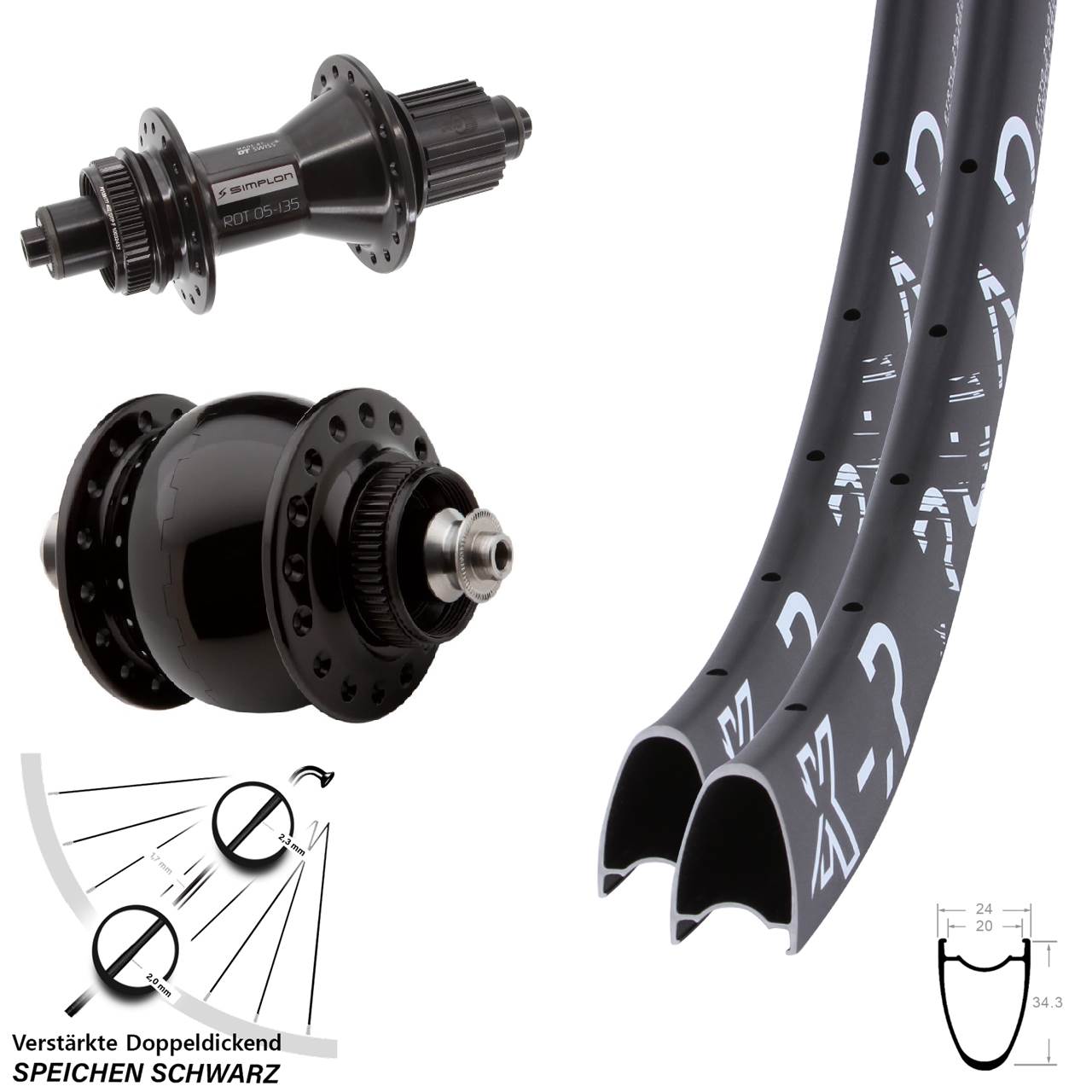 Laufradsatz Centerlock QR 28-29 Zoll KX-R Road DT Swiss 370 Hybrid SONdelux Micro Spline