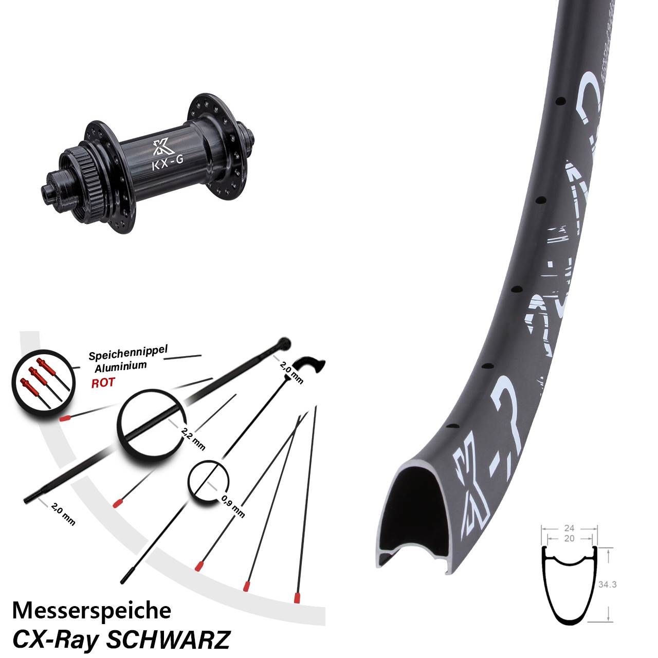 Disc Vorderrad 28 Zoll KX-R Road Messerspeiche für Schnellspanner CX-Ray