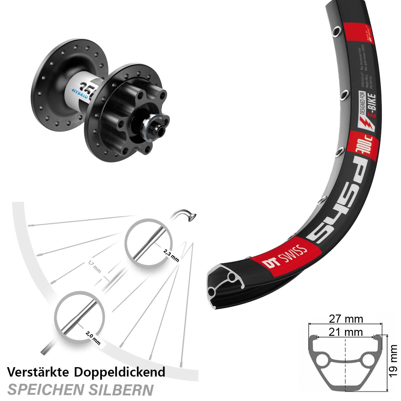 29 Zoll DT Swiss 545-350 Hybrid Disc Laufrad für Schnellspanner