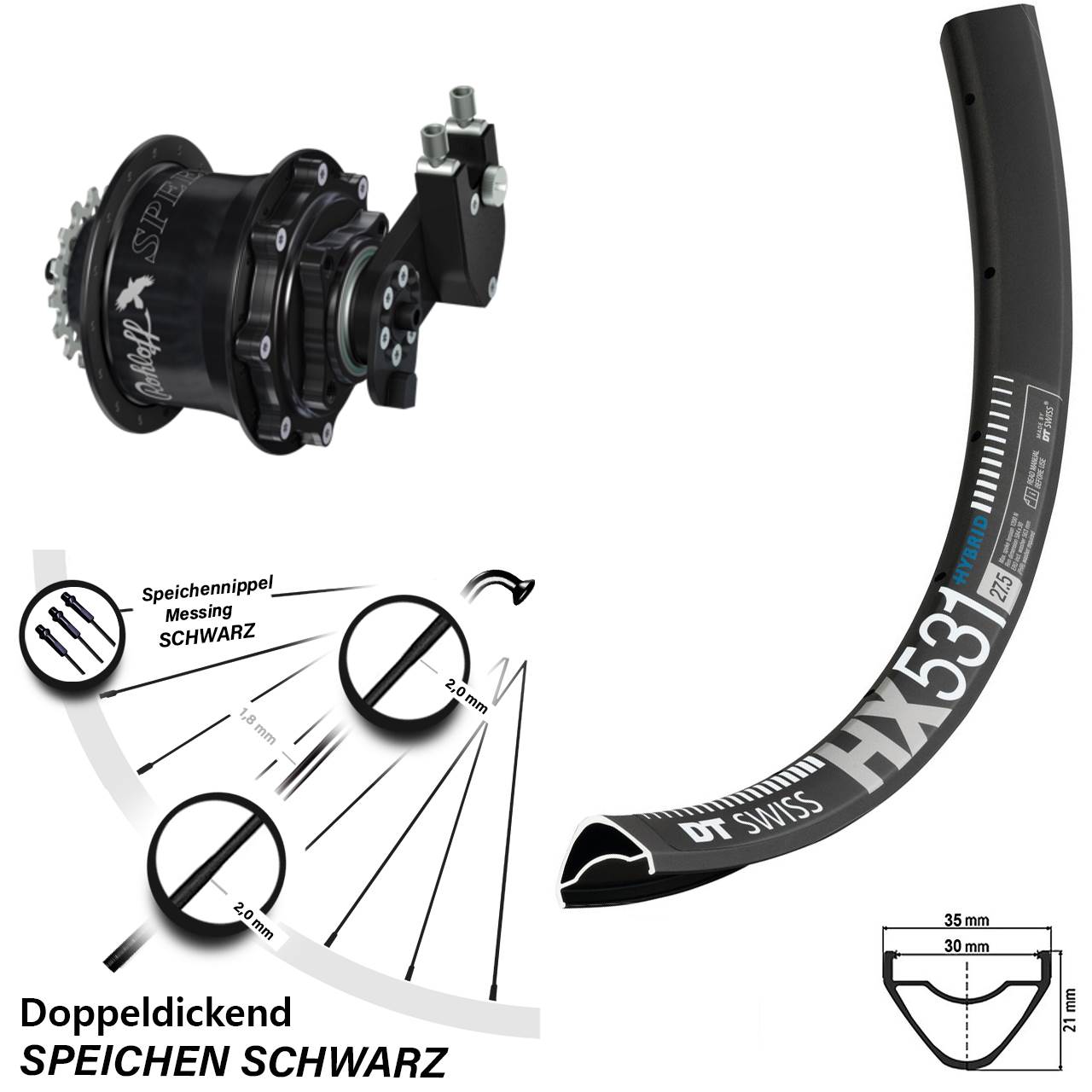 DT Swiss HX531 29 Zoll Rohloff Speedhub 500/14 CC OEM Disc Hinterrad