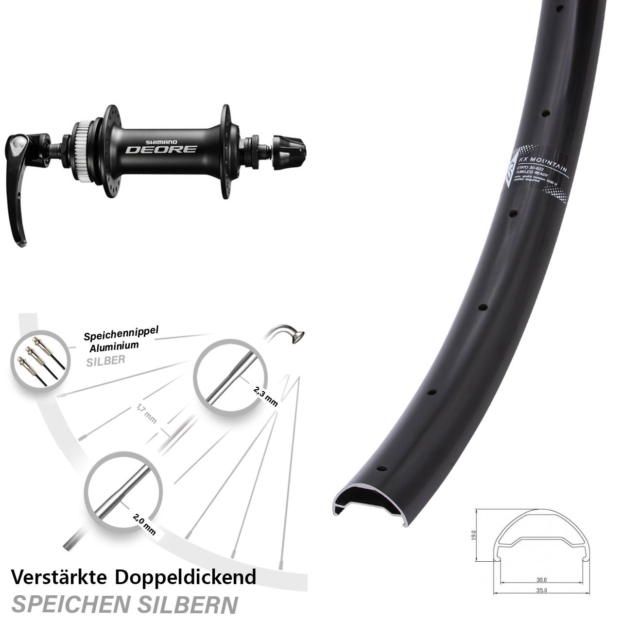 Disc Laufrad 29 Zoll KX Mountain TR Shimano Deore QR