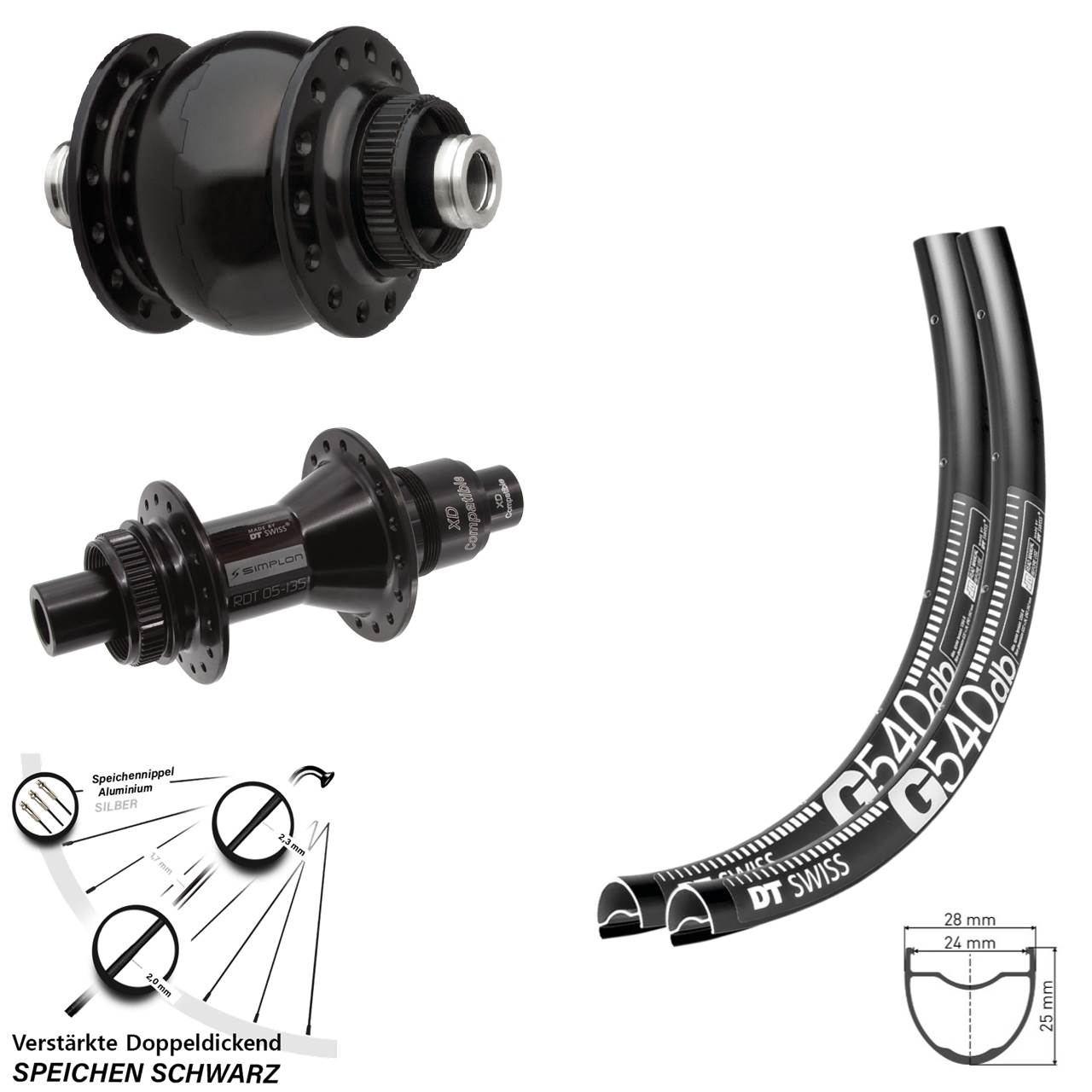 650B DT Swiss G 540-370 SONdelux Disc Laufrad-Satz 12x100/142 XD