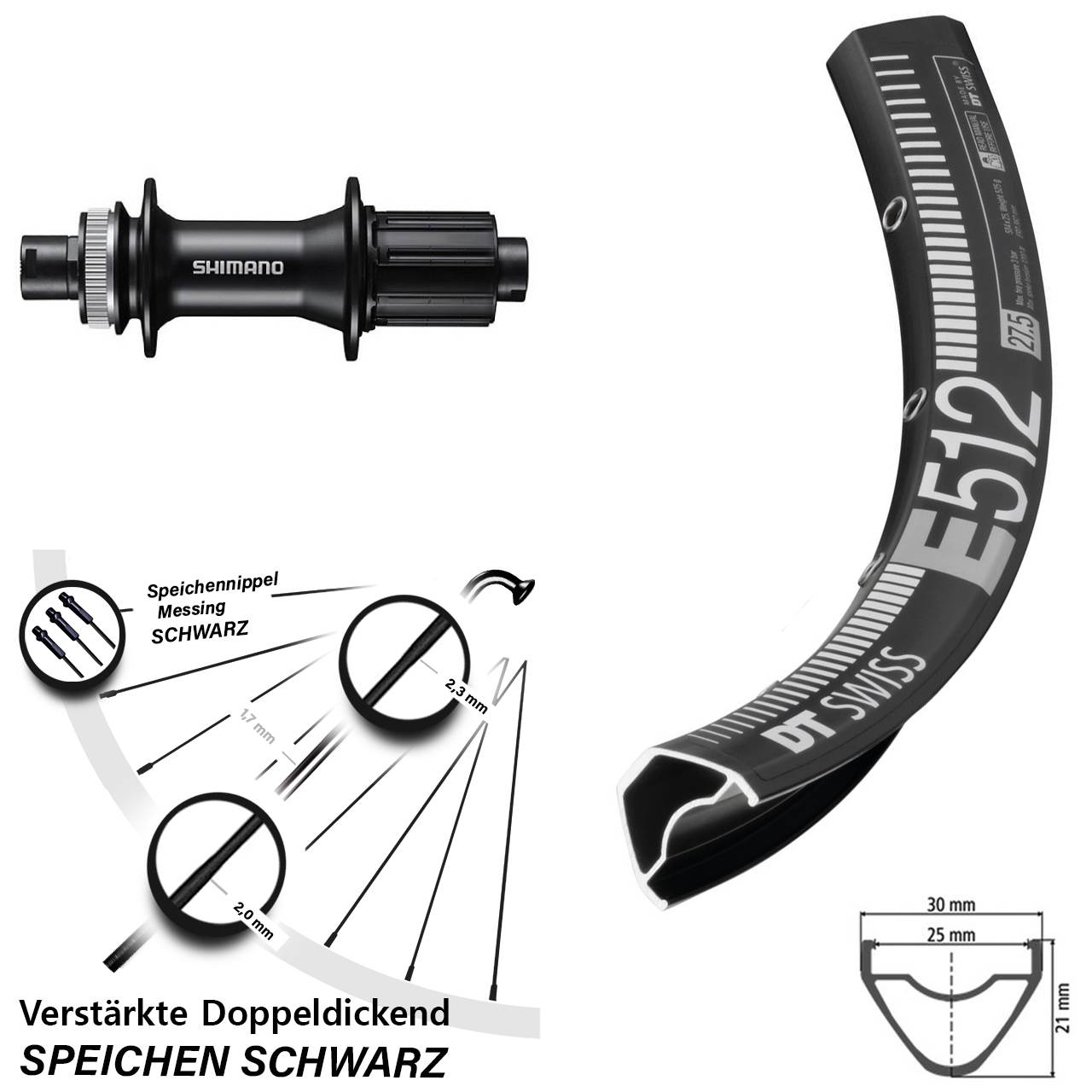 DT Swiss E 512 Shimano FH-MT400 29 Zoll Centerlock Hinterrad 12x142 8-11 fach