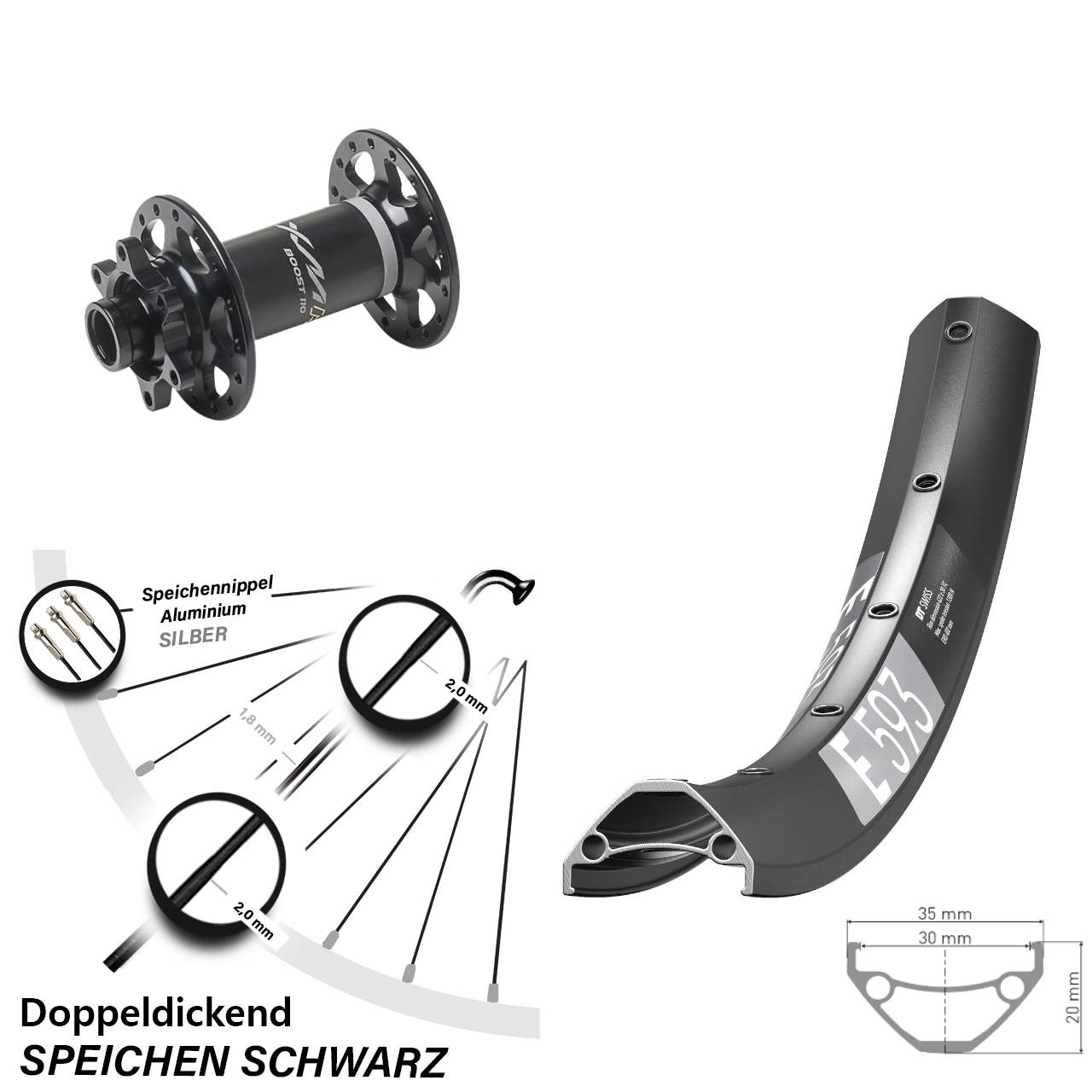 Disc Laufrad 29 Zoll DT Swiss E 593 Miche XMH 550 15x110 Boost