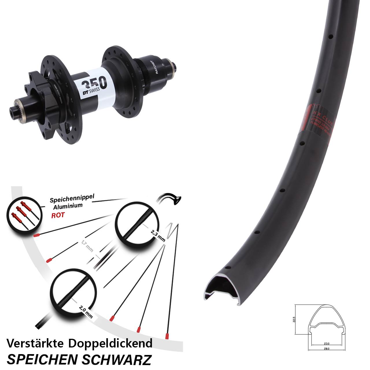 KX Clue DT Swiss 350 29 Zoll Disc Hinterrad QR Boost XD