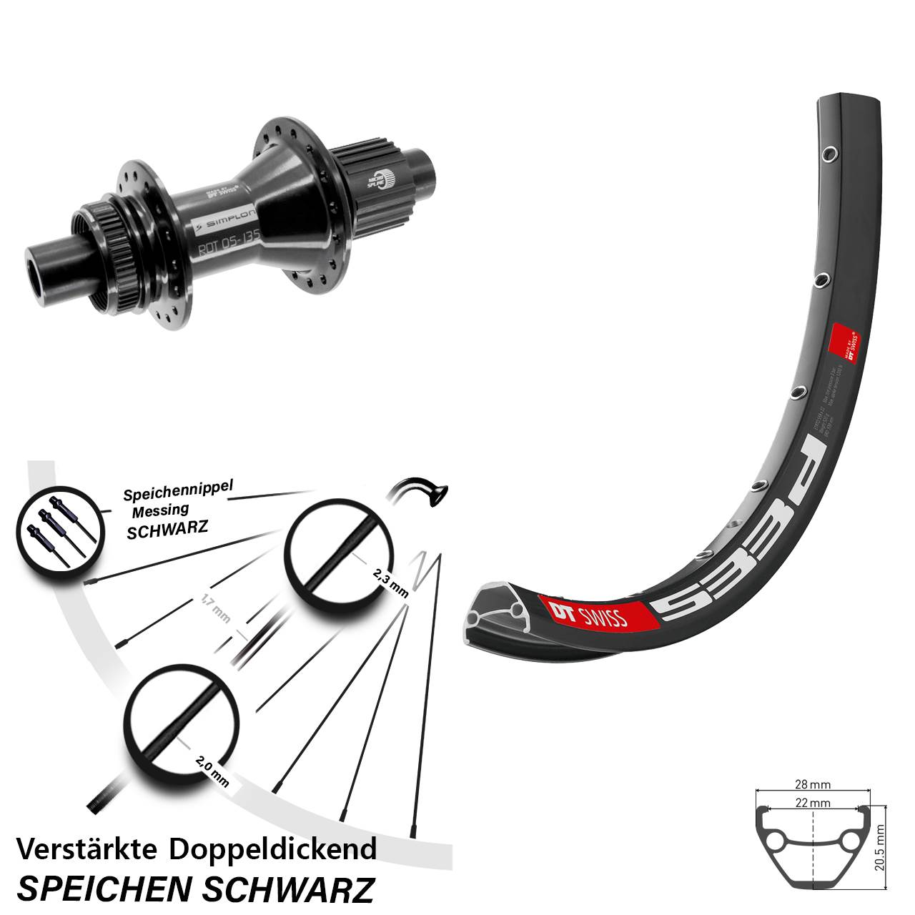 Disc Hinterrad 12x142 26 Zoll DT Swiss 533d 370 Hybrid Shimano Micro Spline