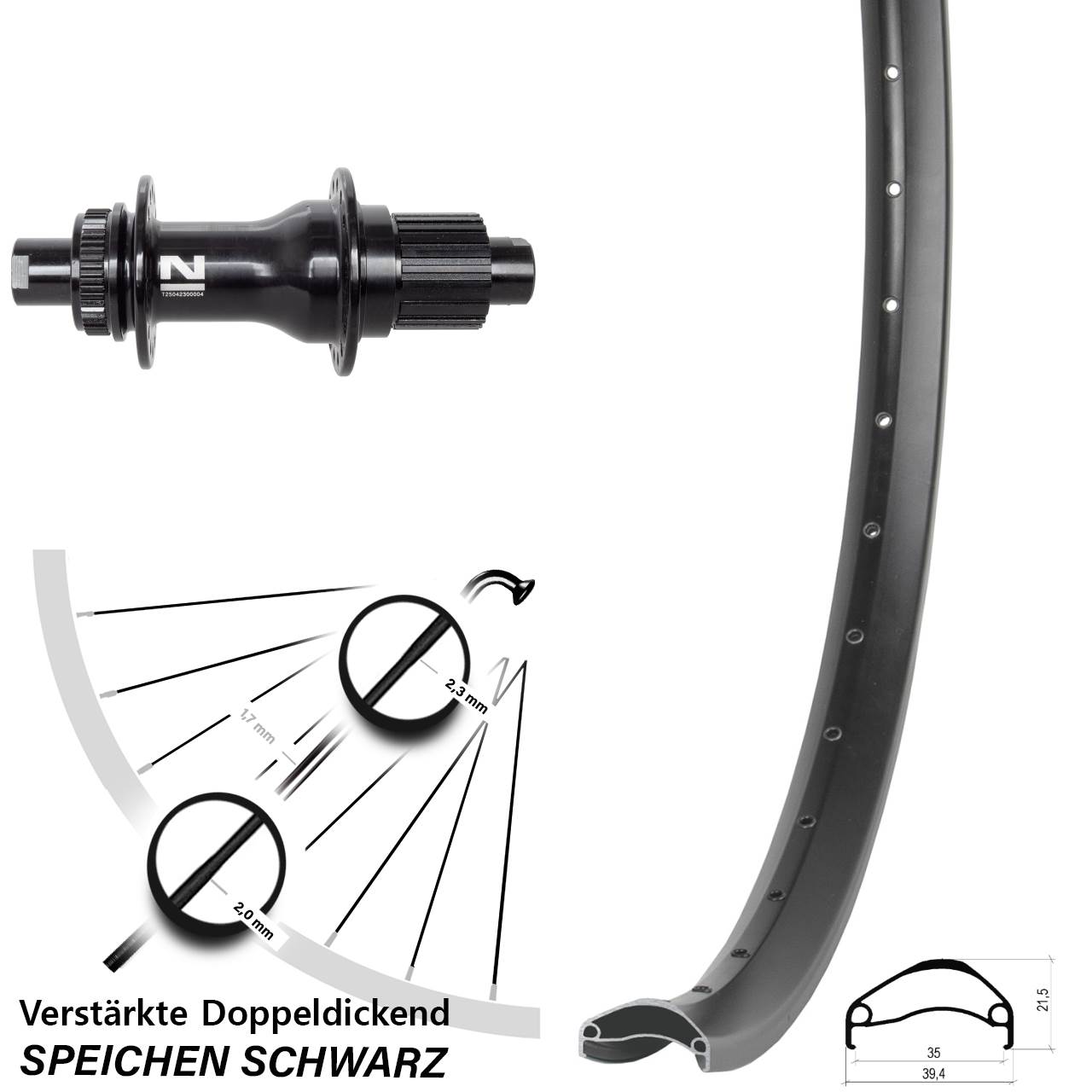 Ambrosio E35 Novatec D792 29 Zoll Disc Hinterrad 12x142 Micro Spline
